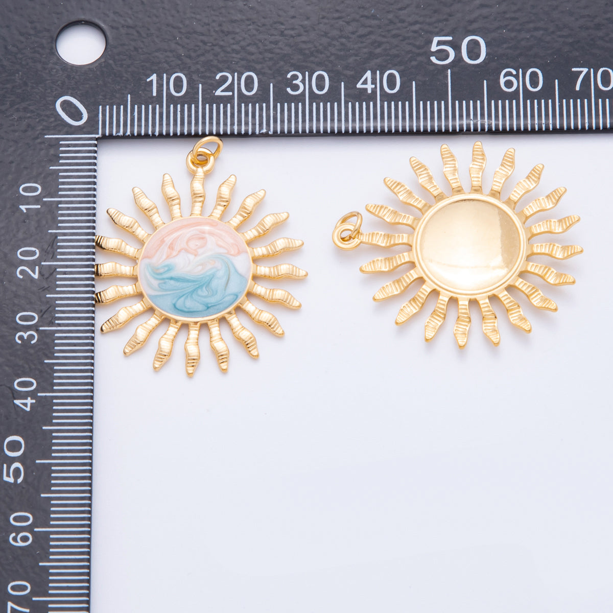 Stainless Steel 37mm Ocean Gradient Enamel Celestial Sun Burst Pendant | J490