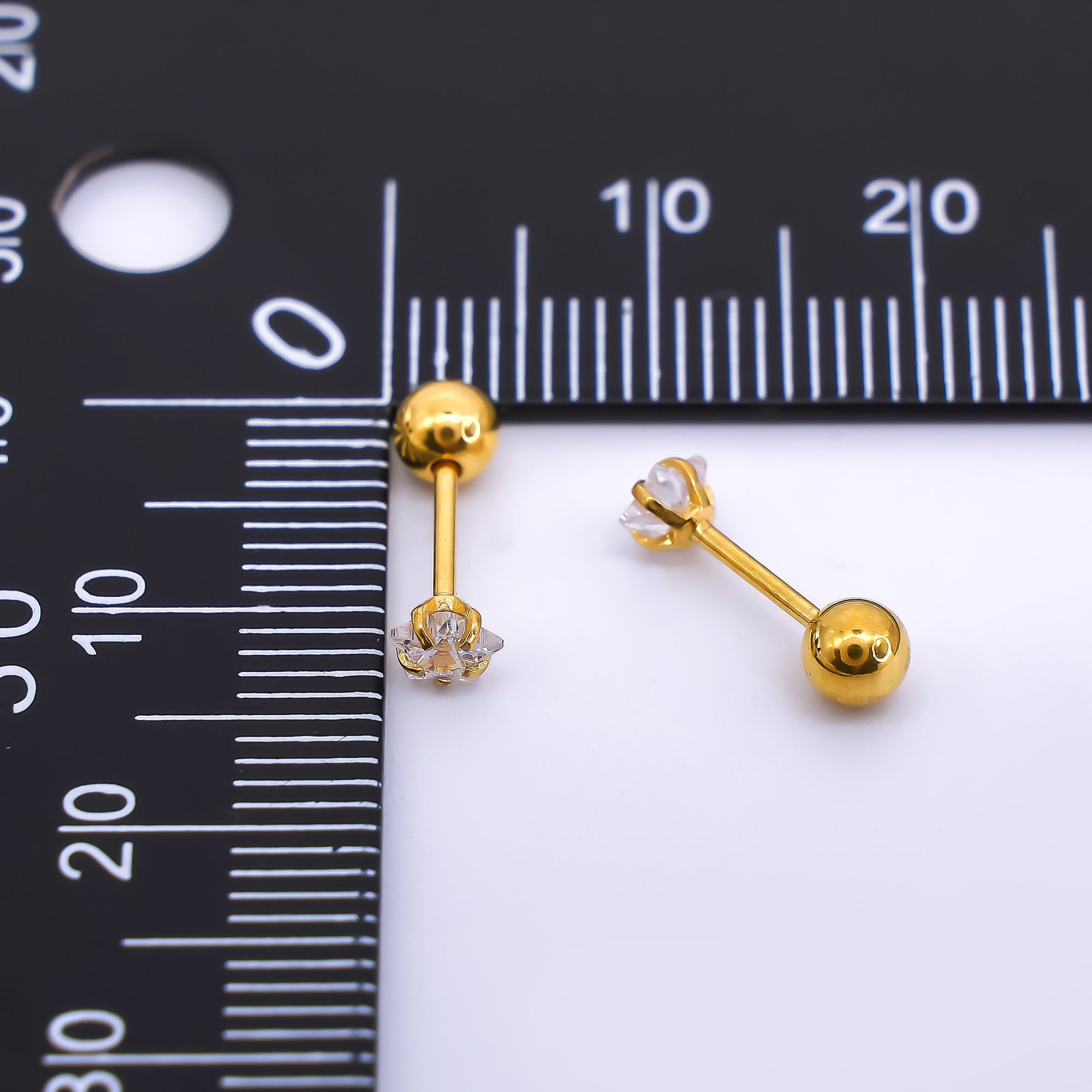 Gold Stainless Steel Star-Shaped CZ Celestial Stud Earrings in Various Sizes | AB1572 - AB1575