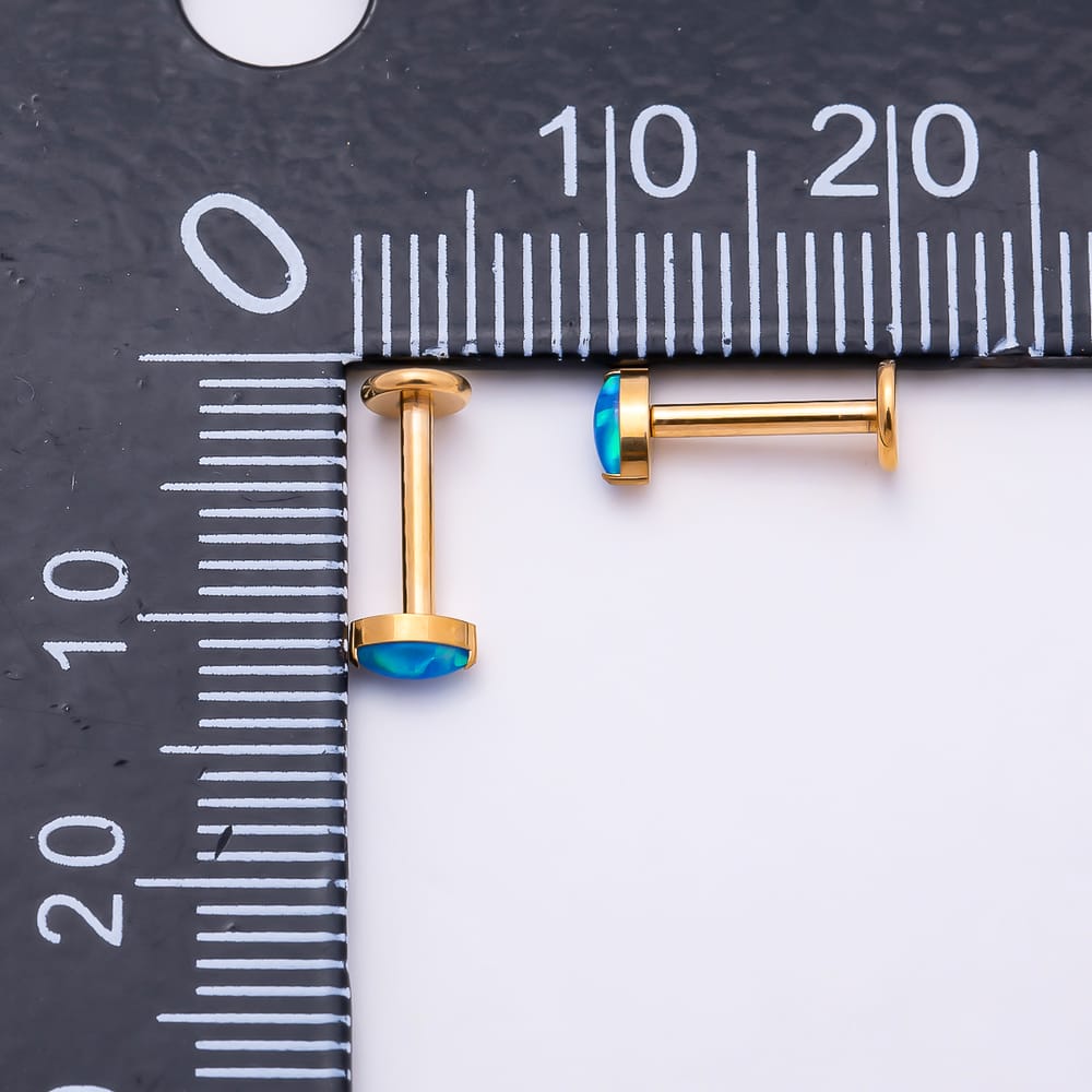 Titanium 4mm Blue Opal Marquise Cartilage Piercing Flat Back Stud in Gold & Silver | BJ-00273 BJ-00274