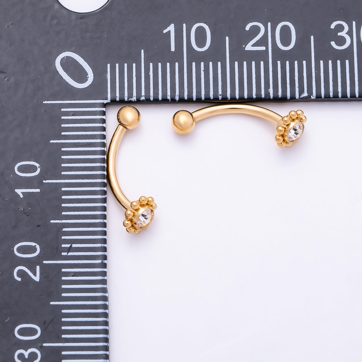 Titanium 5mm Clear CZ Flower Curved Eyebrow Barbell Piercing Stud in Gold & Silver | Findings-00460 Findings-00461