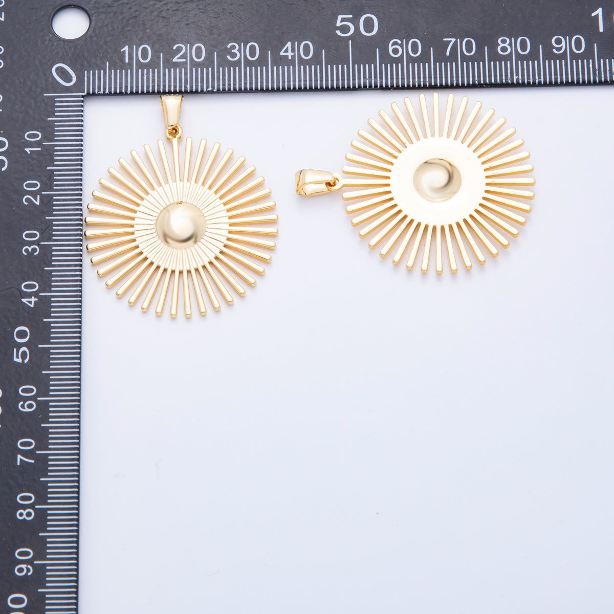 Big Stainless Steel 44mm Celestial Sunburst Sun Ray Pendant Charm | J656