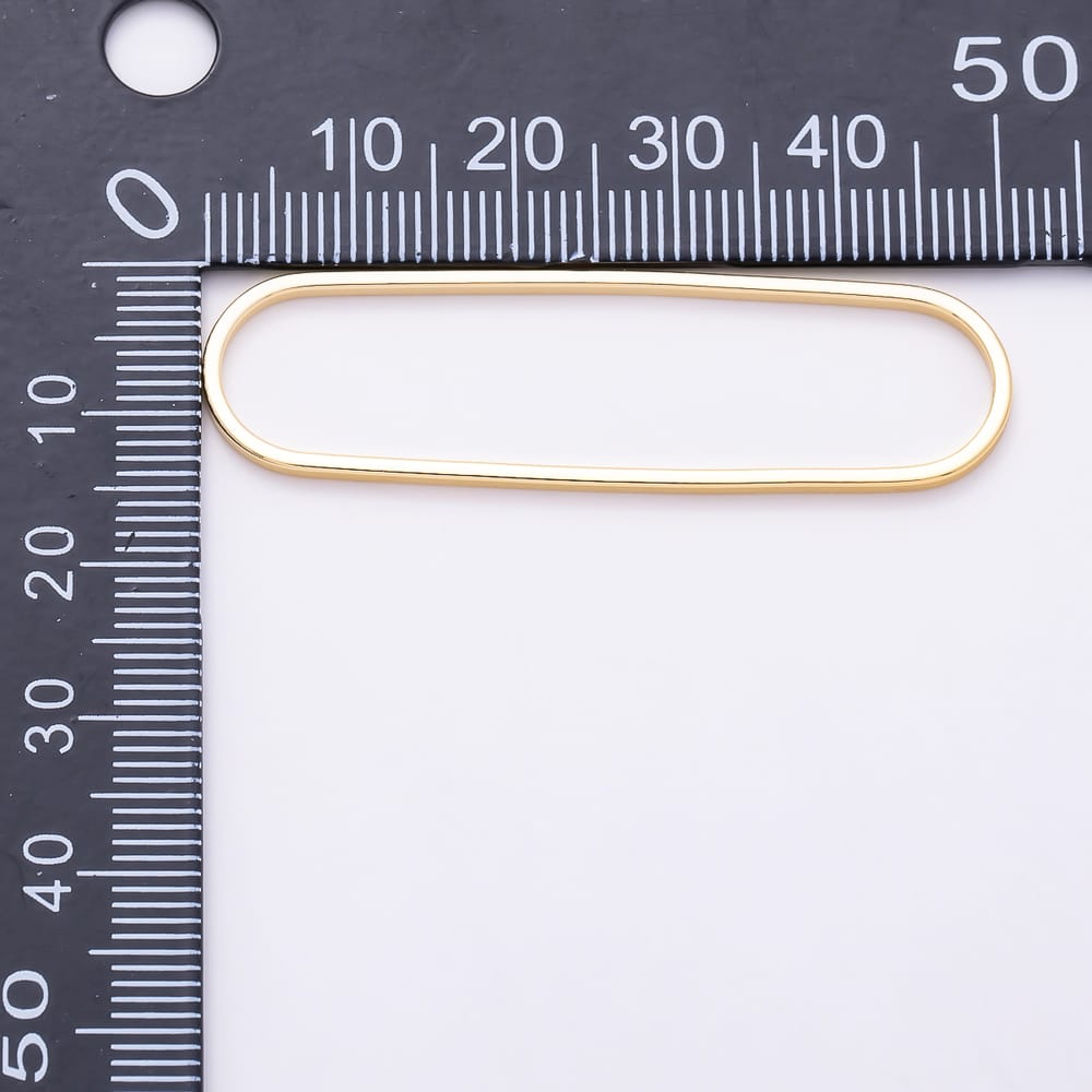 16K Gold Filled 19mm, 24.7mm, 25mm, 32.5mm, 50mm Minimalist Open Oblong Link Findings | Findings-00536