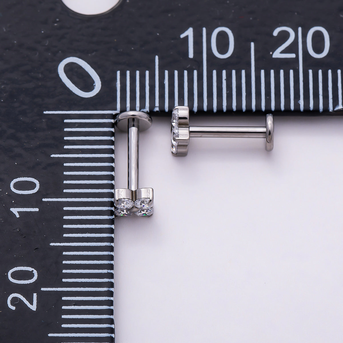 Titanium 4mm Clear CZ Flower Single Cartilage Piercing Flat Back Stud in Gold & Silver | Findings-00359 Findings-00360