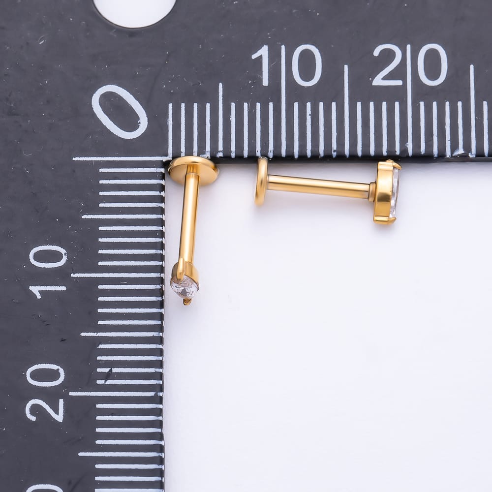 Titanium 5mm Clear CZ Marquise Solitaire Cartilage Piercing Flat Back Stud in Gold & Silver | BJ-00333 BJ-00334