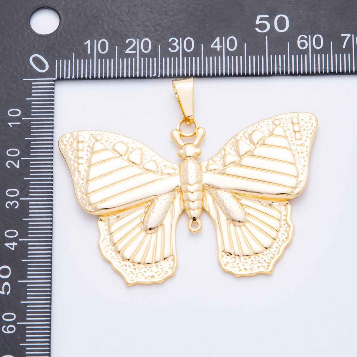 Gold Stainless Steel 51mm Statement Mariposa Butterfly Pendant for Cord Necklace | J798
