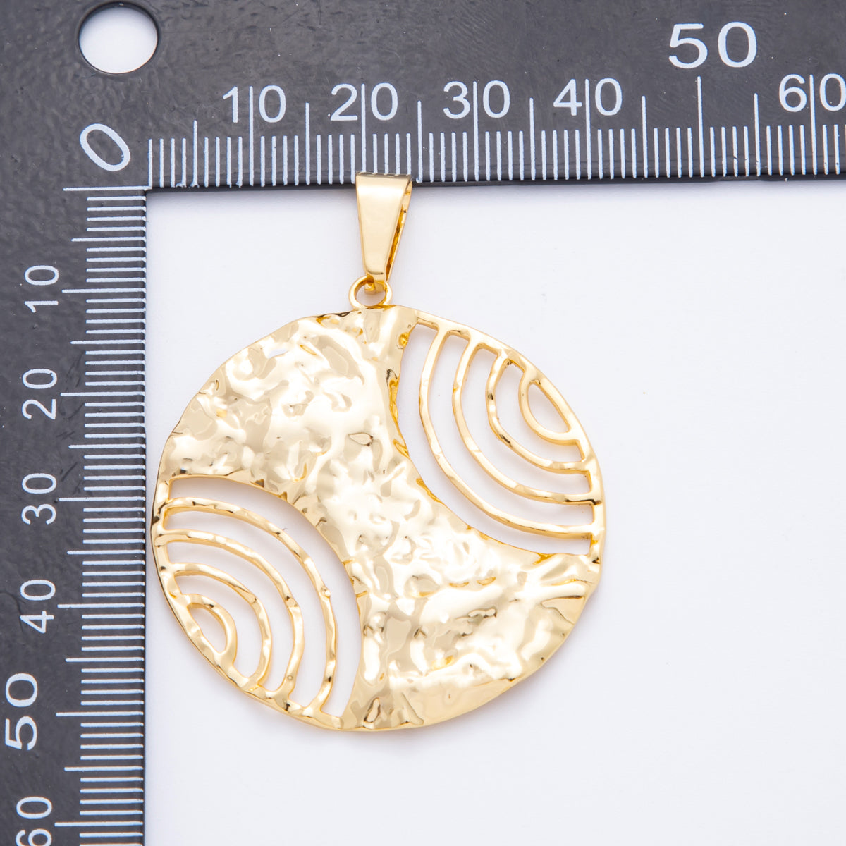 Big Stainless Steel 52mm Geometric Sunburst Open Round Pendant Charm | J644