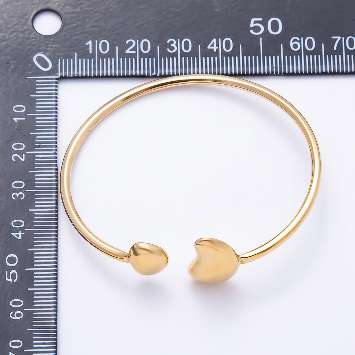 Stainless Steel Gold PVD Minimalist Molten Heart Bean Oval Wrap Cuff Bracelet | WA-01230