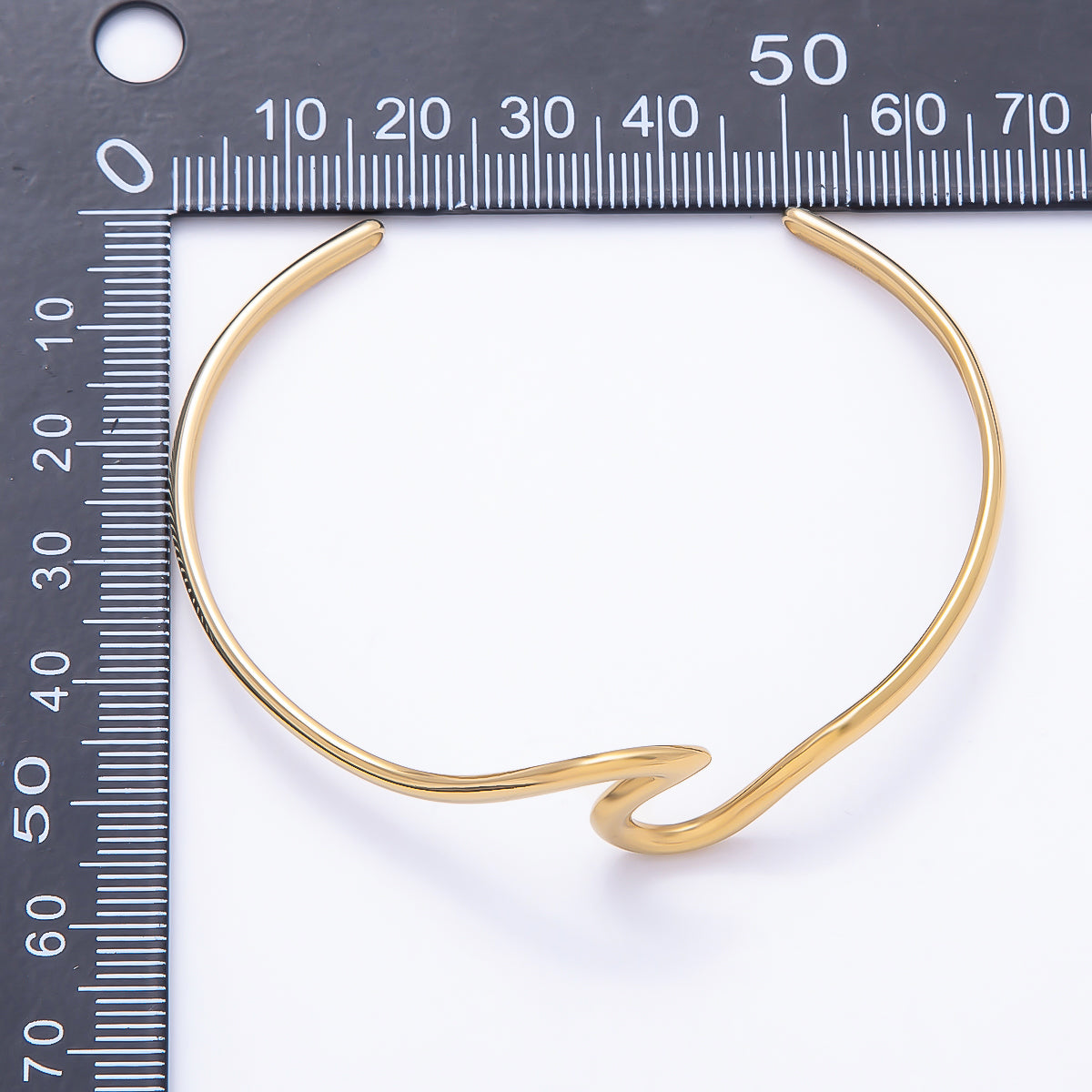 Stainless Steel Gold PVD Minimalist Geometric Wave Cuff Bracelet | WA-01970