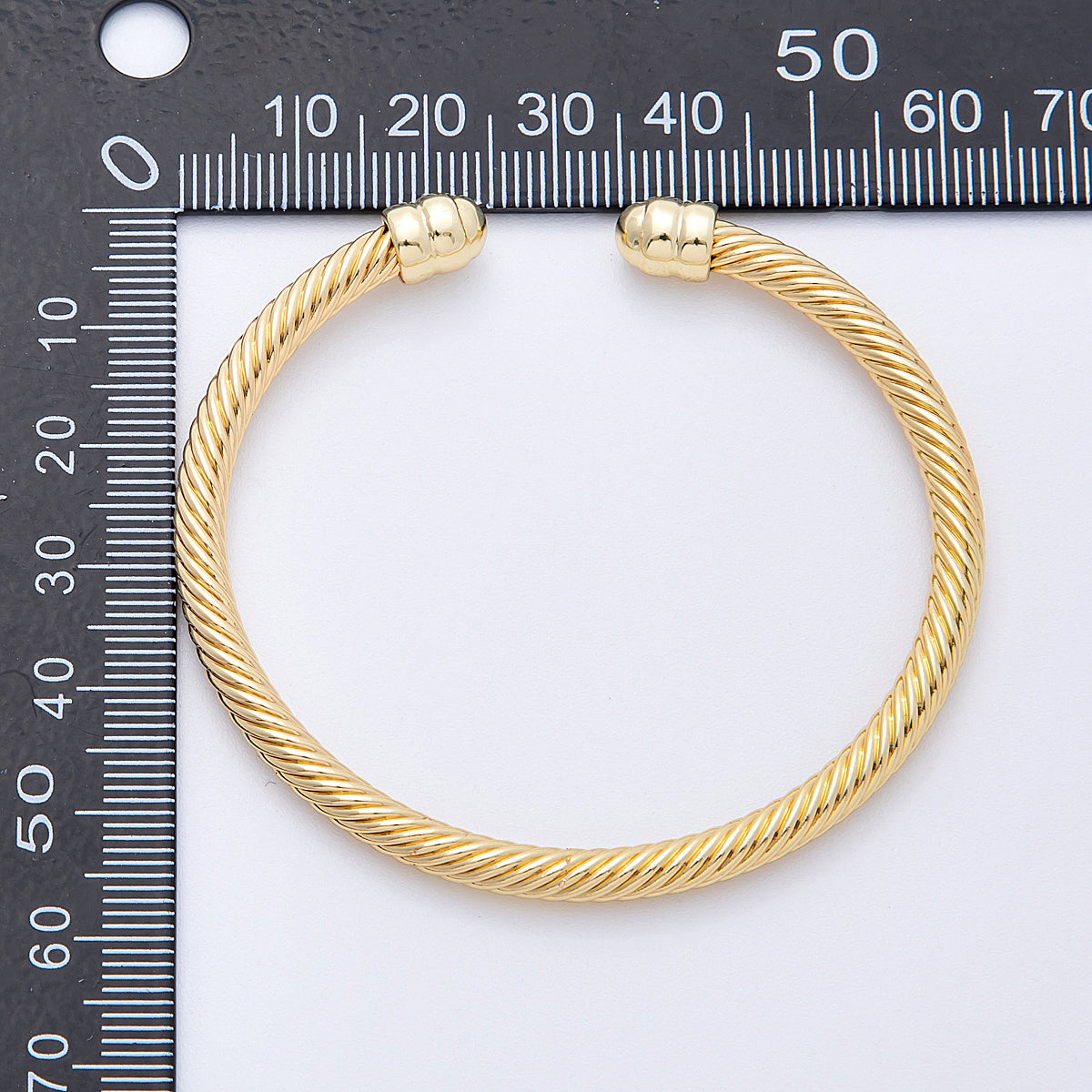 16K Gold Filled 62mm Twisted Croissant Cuff Bracelet in Gold & Silver | WA4114