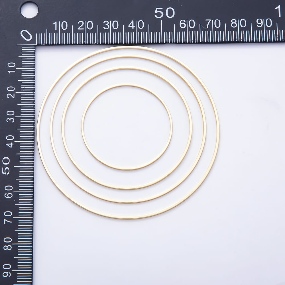 16K Gold Filled 8mm, 10mm, 12mm, 14mm, 16mm, 18mm, 20mm, 22mm, 24mm, 26mm, 28mm, 30mm, 32mm, 35mm, 38mm, 40mm, 50mm, 60mm, 70mm Minimalist Open Round Circle Link Findings | Findings-00512 ~ Findings-00530
