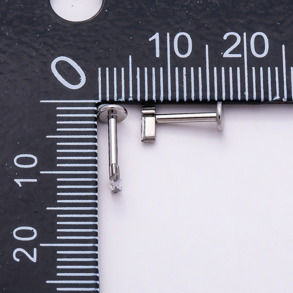 Stainless Steel 5mm Baguette CZ Single Cartilage Piercing Flat Back Stud in Gold & Silver | Findings-00198  Findings-00199