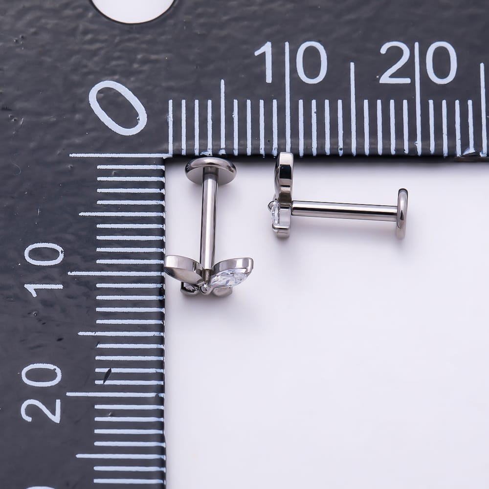 Titanium 5mm Silver Marquise CZ Butterfly Mini Cartilage Piercing Flat Back Stud | BJ-00284