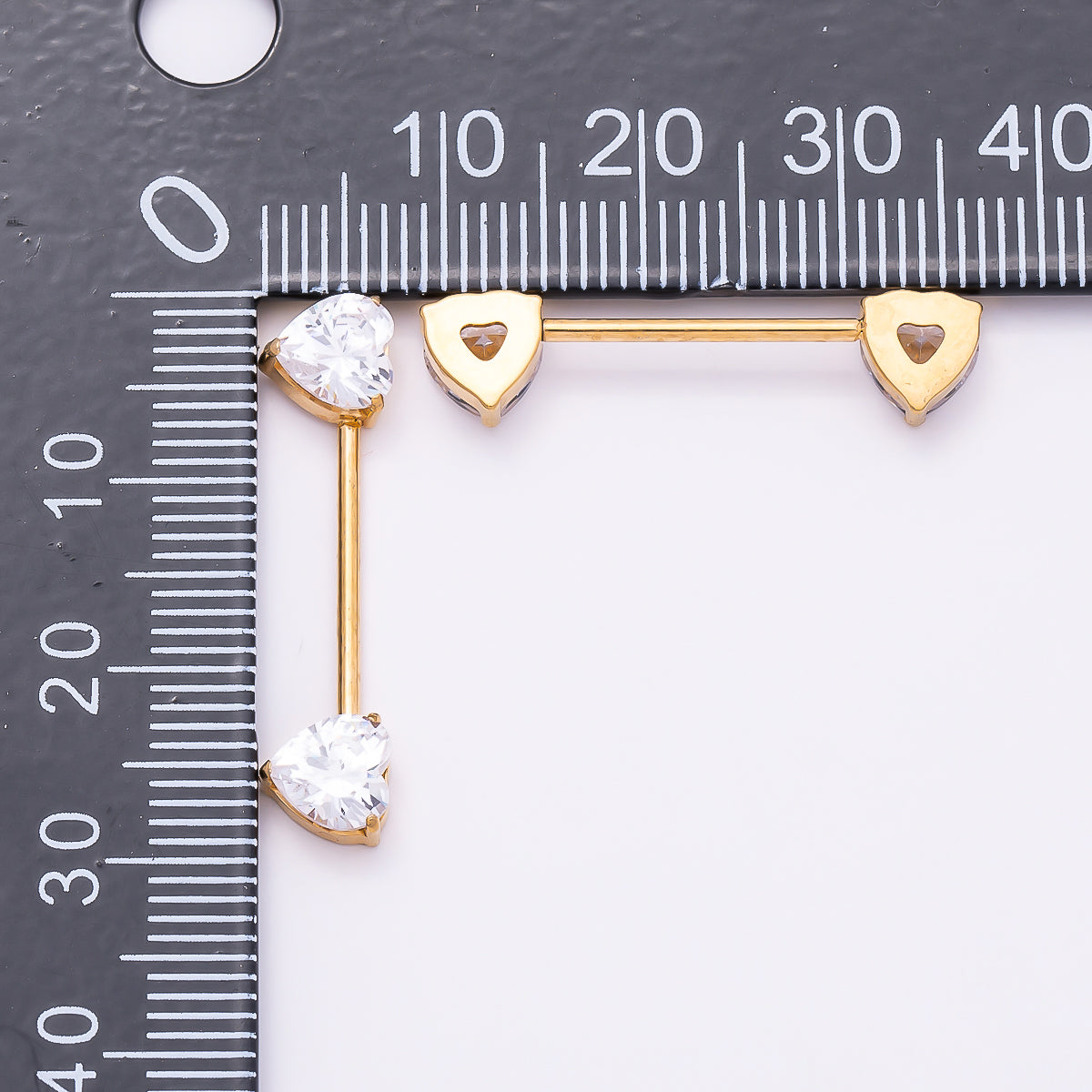 Titanium Clear CZ Heart Nipple Barbell Piercing Body Jewelry in Gold & Silver | Findings-00291 Findings-00292
