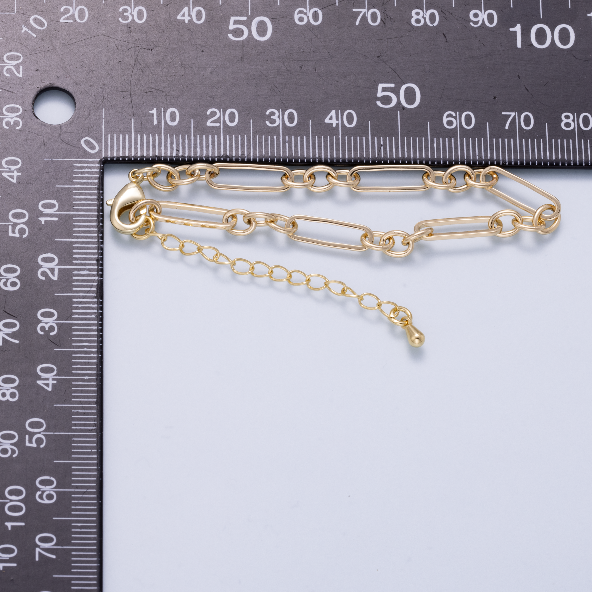 16K Gold Filled 5mm Minimalist Paperclip Chain 6.5 Inch Bracelet | WA-04625
