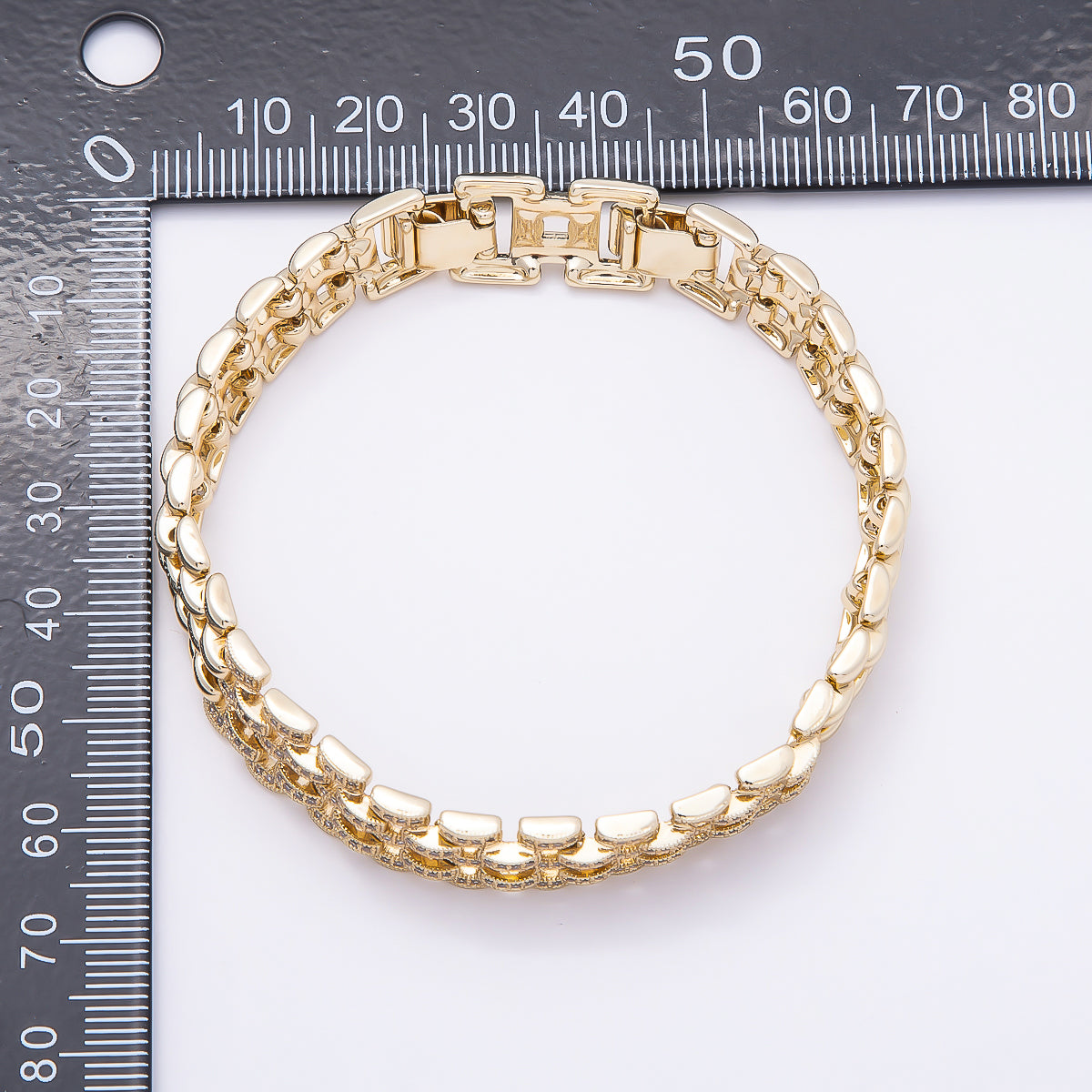 14K Gold Filled 11mm Micro Paved CZ Panther Chain 7 Inch Adjustable Bracelet | WA-04632