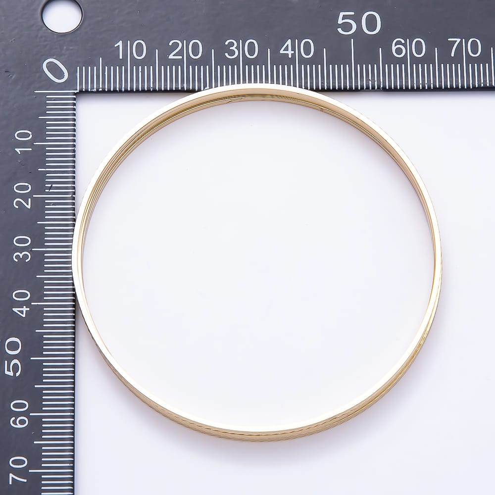 14K Gold Filled 64mm Triple Ribbed Textured Geometric Bangle Bracelet Set | WA-01240