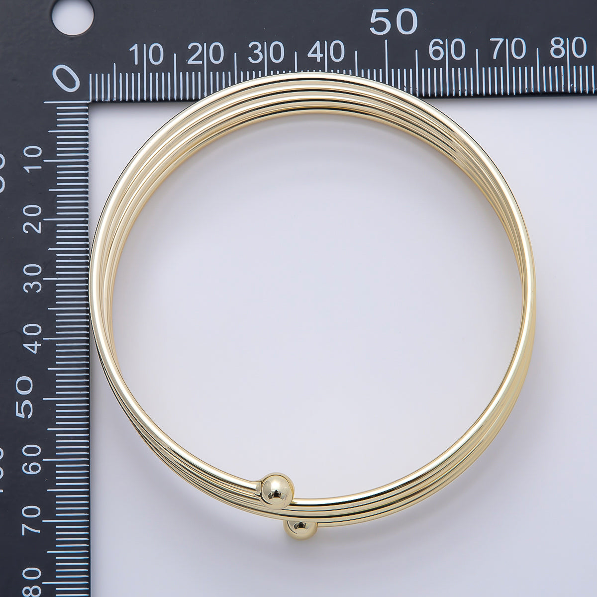 16K Gold Filled Round Multiple Band Bangle Bracelet | WA-04713