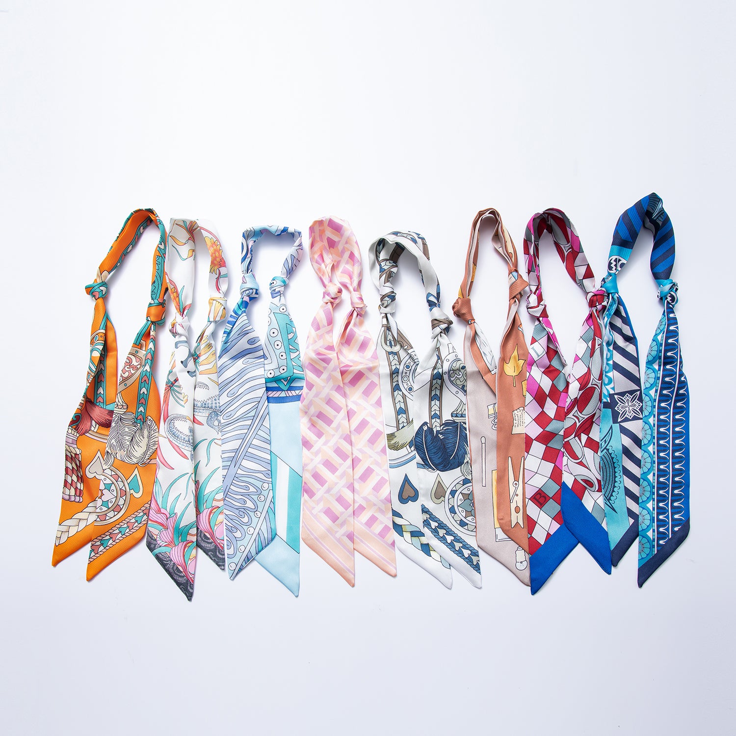 Stainless Steel Geometric Flower Soft Faux Silk Bandana Scarf Necklace | WA-988 ~ WA-1597
