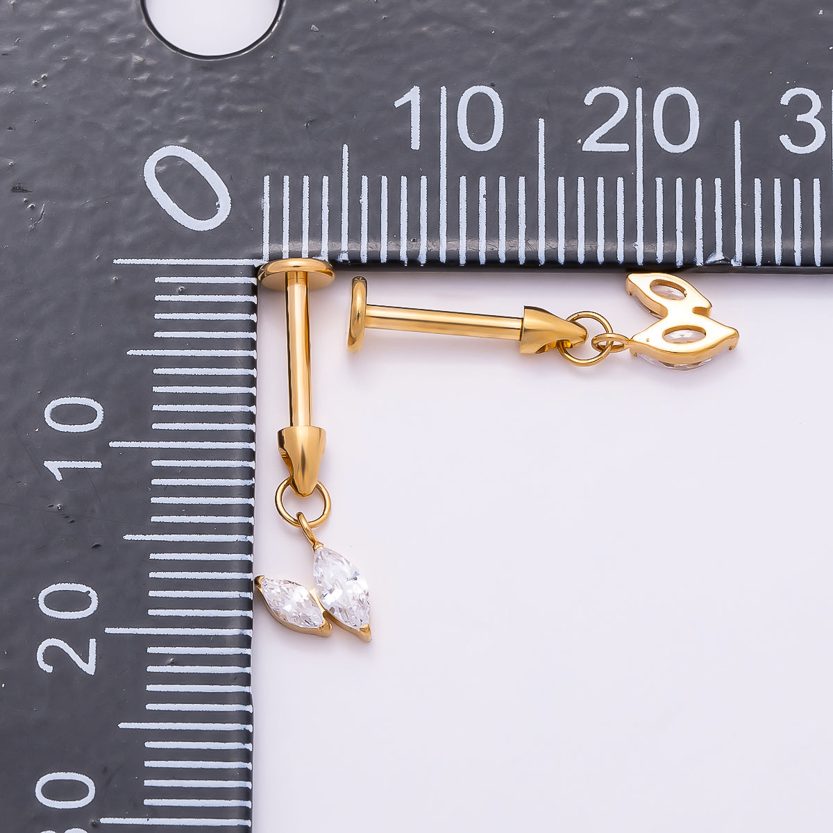 24K Gold Filled Marquise CZ Drop Cartilage Piercing Flat Back Stud in Gold & Silver | Findings-00273 Findings-00274