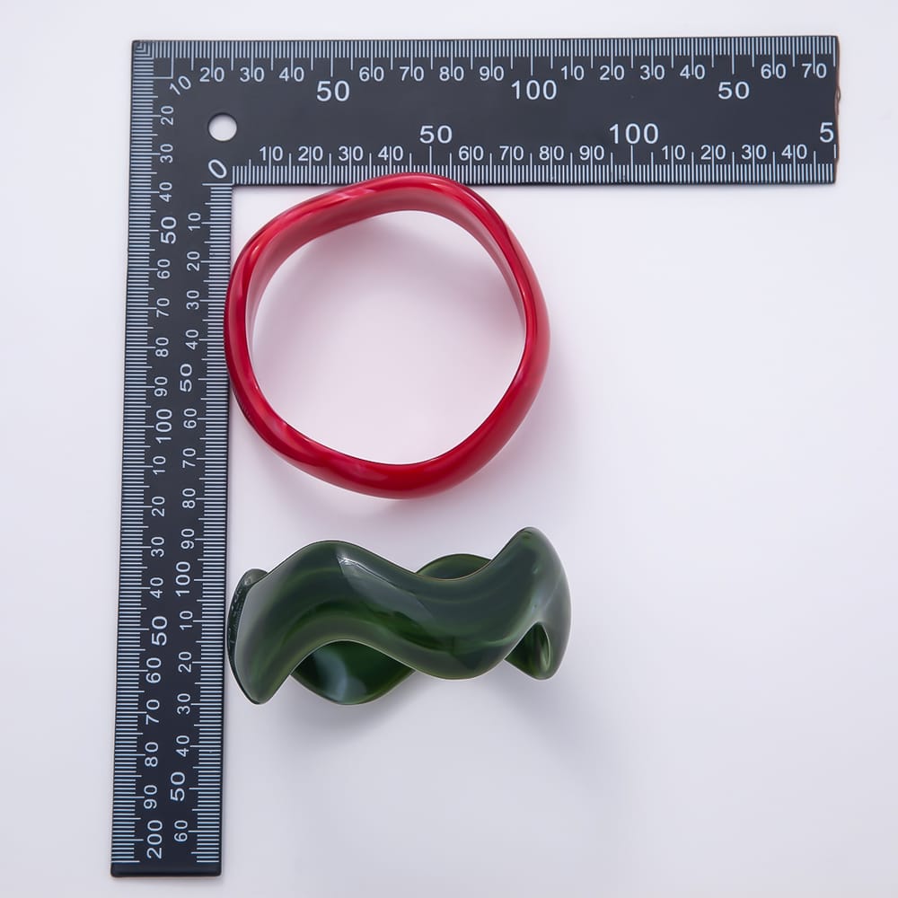 White, Black, Green, Pink, Red, Brown, Blue Marble Resin Acrylic Wave Wide Geometric Bangle Bracelet | WA-02144