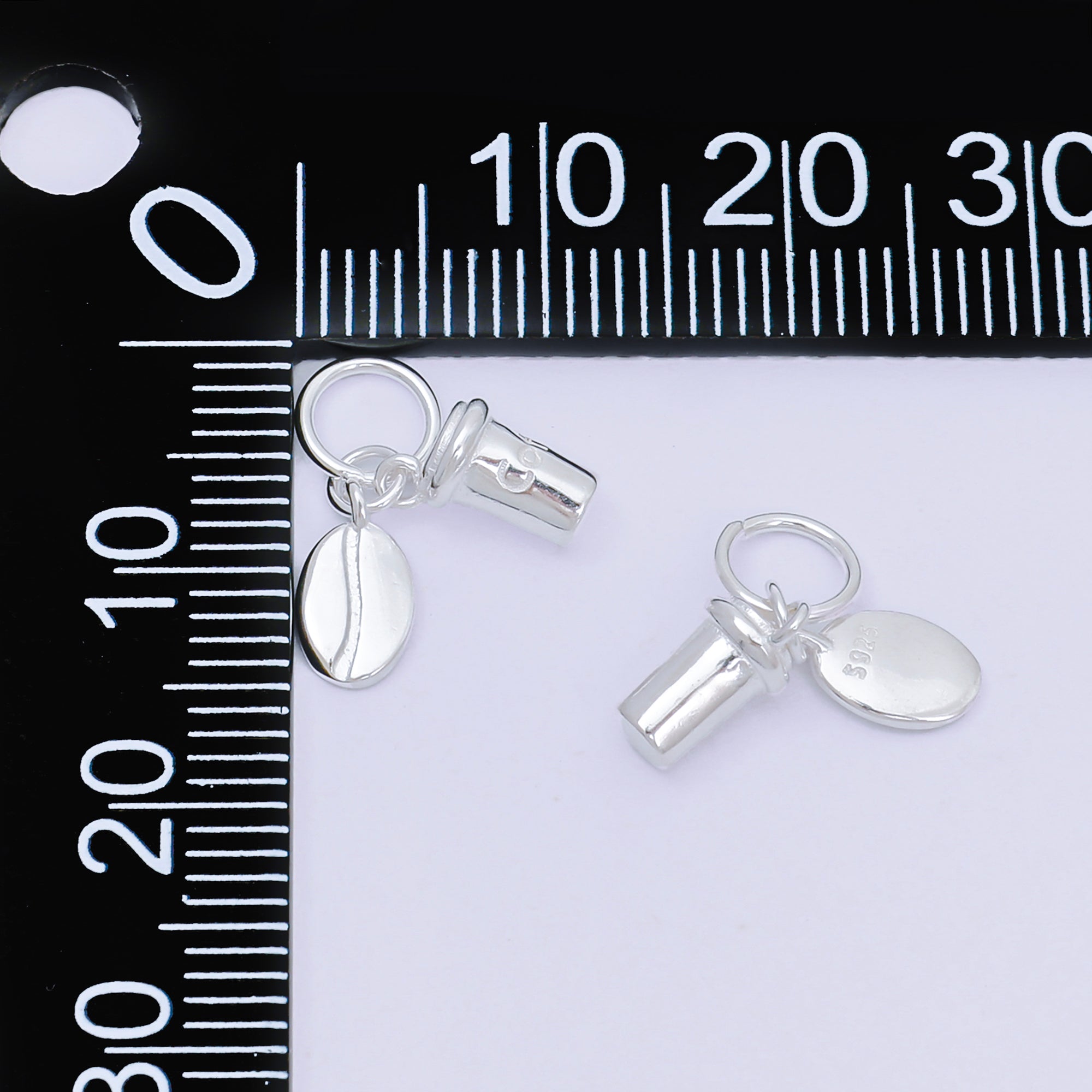 S925 Sterling Silver 9mm Ice Coffee Cup & Coffee Bean Set Charm | SL-684