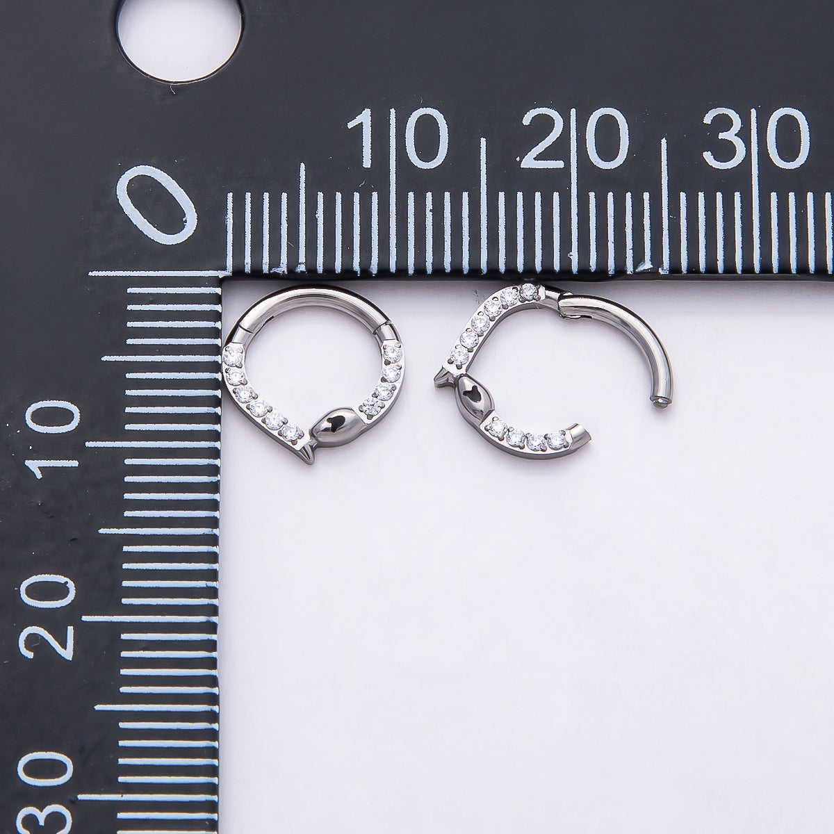Stainless Steel 10mm Micro Paved CZ Snake Pull Gate Round Finding in Gold & Silver | Findings-00190 Findings-00191