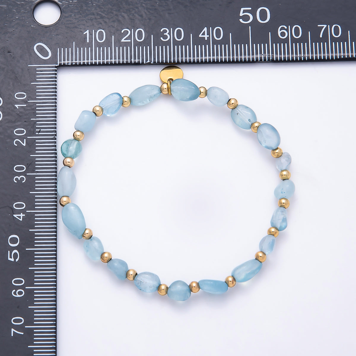 Stainless Steel PVD Gold Gemstone Pebble Bead 7.5 Inch Stretch Bracelet | WA-00120 ~ WA-00160