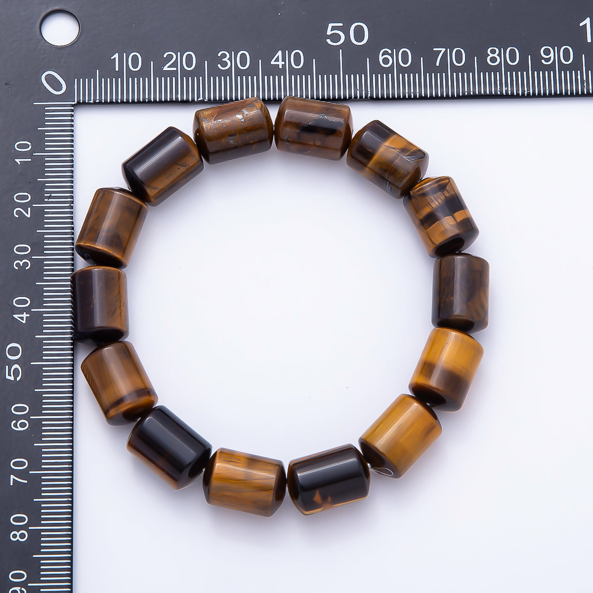 16K Gold Filled 10mm Clear Quartz, Amethyst, Aventurine, Rose Quartz, Tiger Eye Tube Gemstone Stretch Bracelet | WA-02243 ~ WA-02296