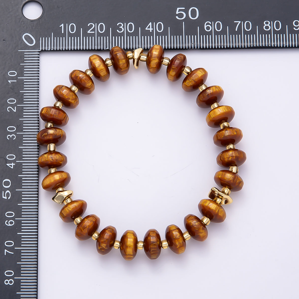Handmade 10mm Rondelle Resin Bead 8 Inch Stretch Bracelet | WA-04619 ~ WA-04624