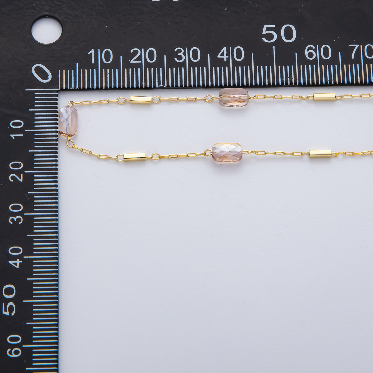 18K Gold Filled 4mm x 1.5mm Iridescent AB Bar Paperclip Unfinished Chain by Yard | Roll-1780