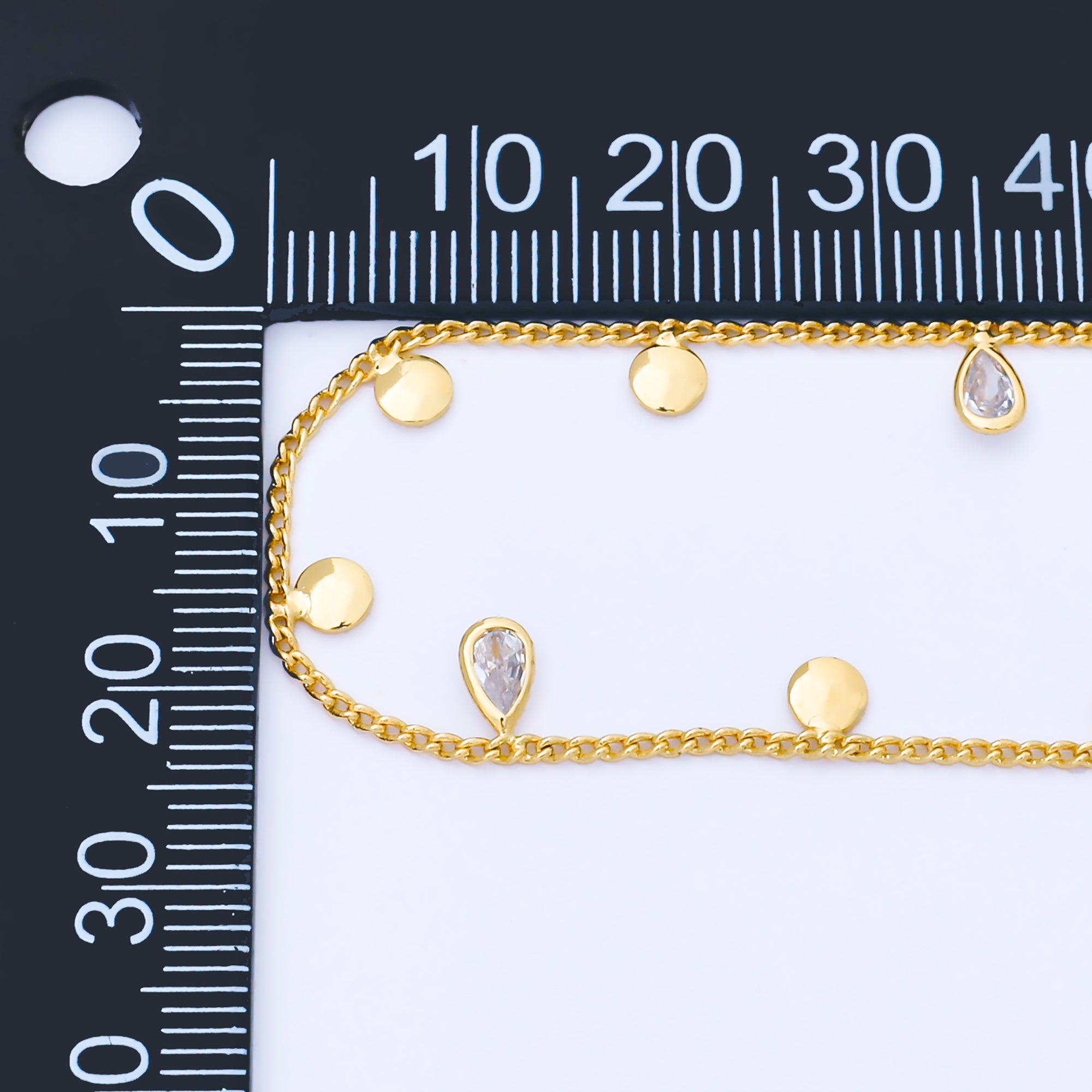 24K Gold Filled 1.4mm Teardrop Clear CZ Cable Satellite Unfinished Chain by Yard | ROLL-1681