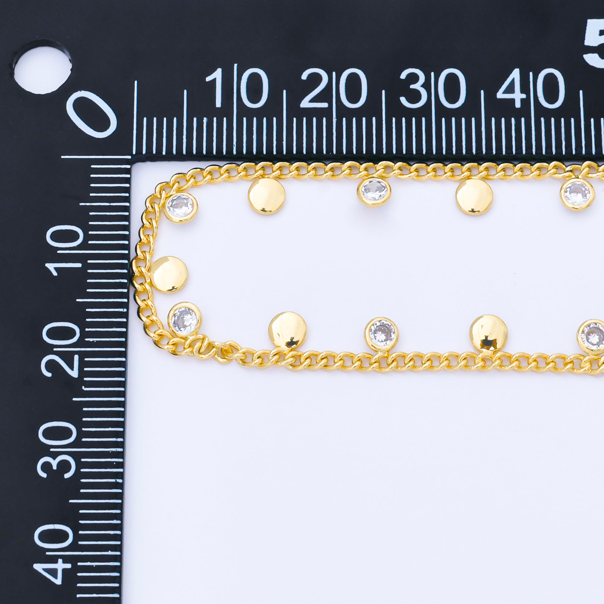 24K Gold Filled 1.9mm Round Clear CZ Cable Satellite Unfinished Chain by Yard | ROLL-1682
