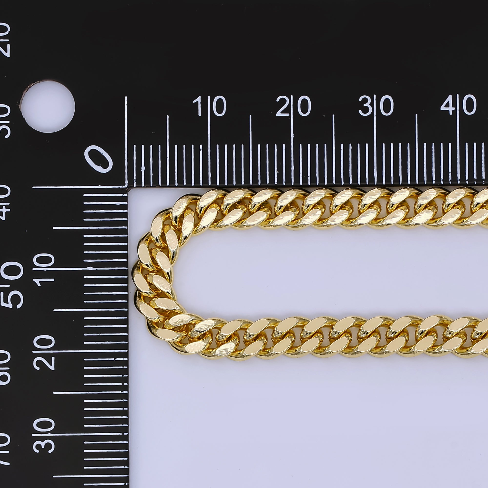24K Gold Filled 5mm Edged Concave Curb Unfinished Chain by Yard | Roll-1652