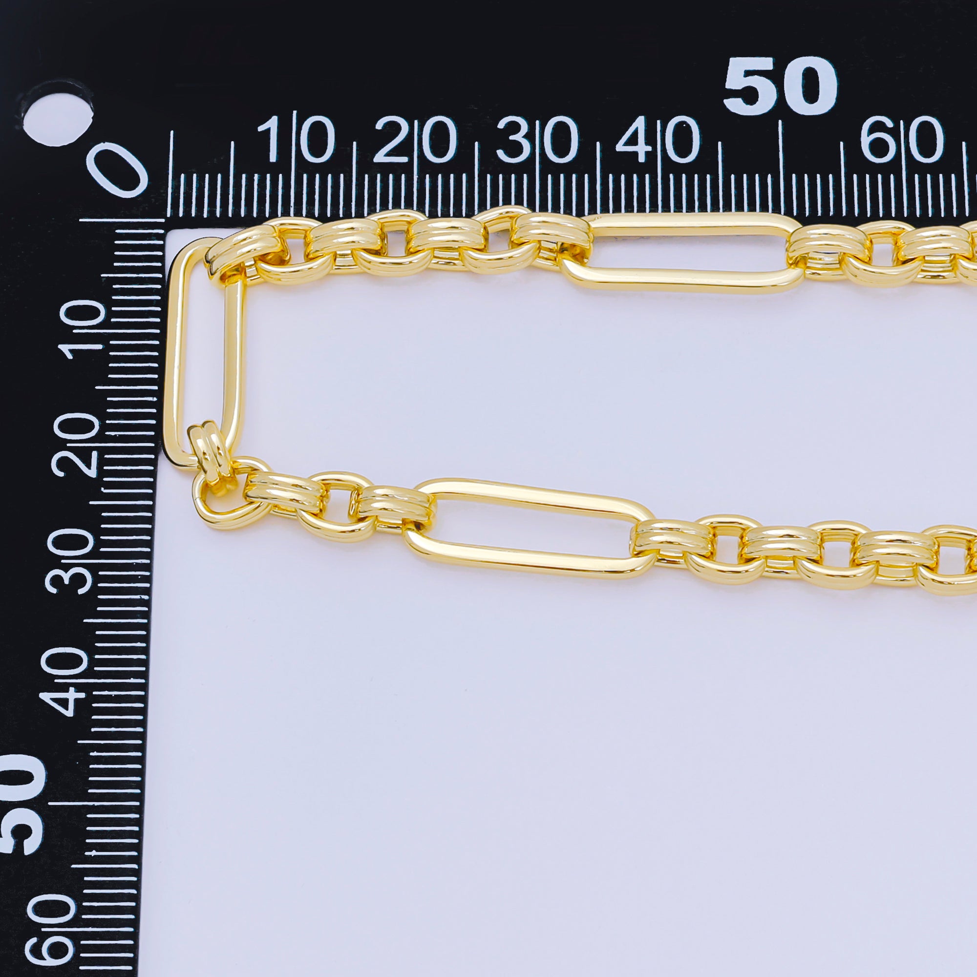 24K Gold Filled 6.5mm Paperclip Figaro Chain by Yard | ROLL-1674