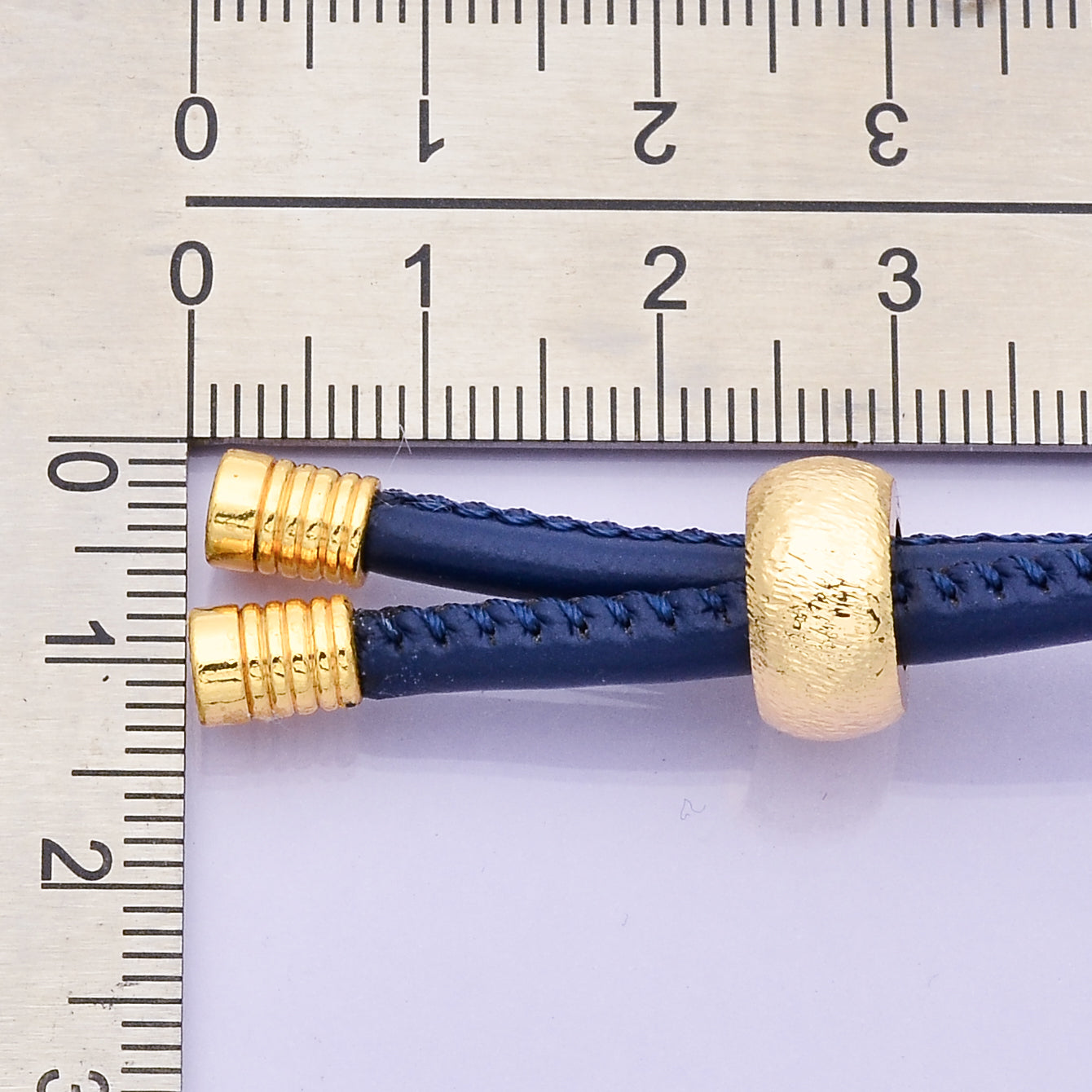 18K Gold Filled 3.3mm Blue  Faux Leather Slide Bolo Lariat Chain 15.75 Inch Necklace | WA-04144