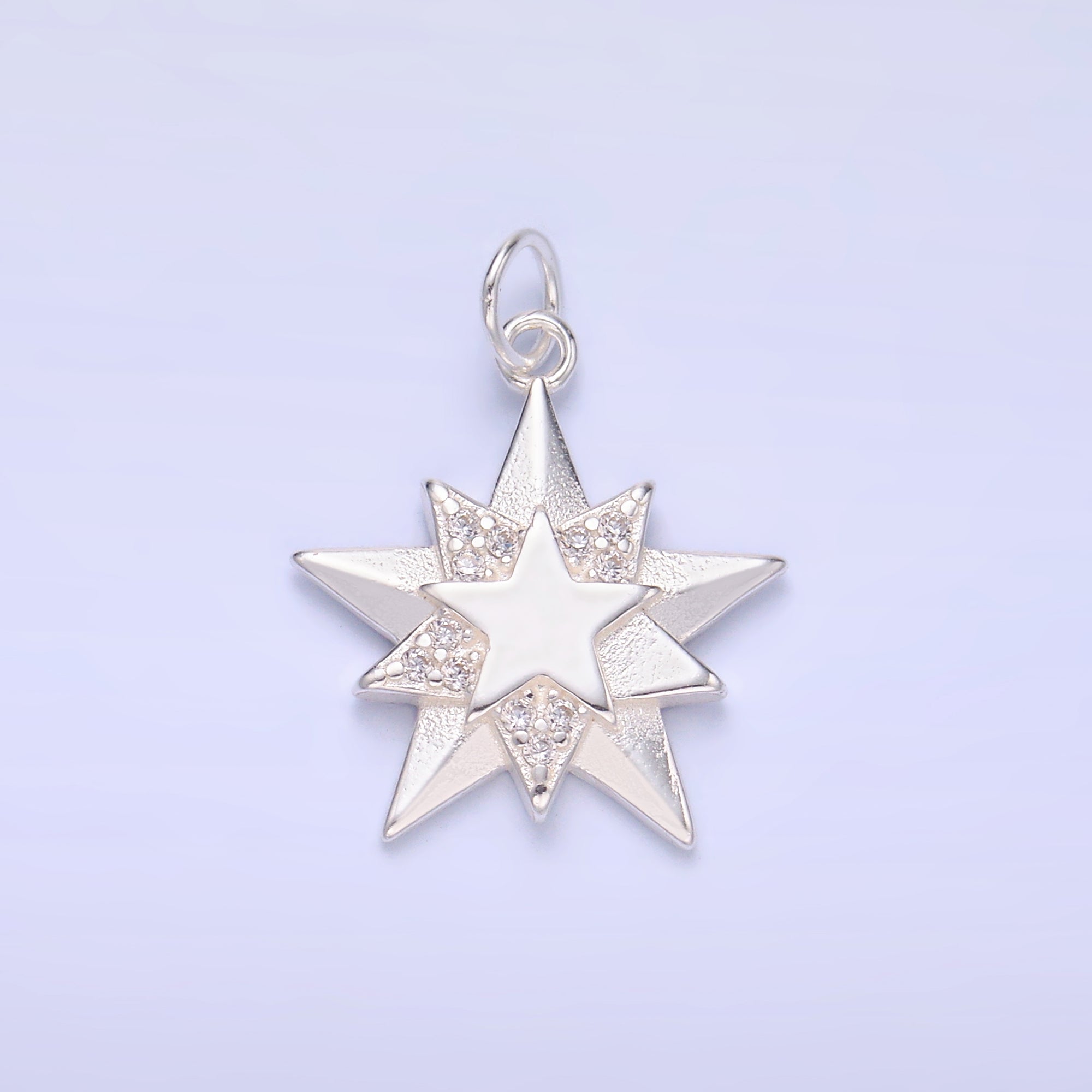 S925 Sterling Silver CZ Micro Paved CZ Celestial Star Charm in Gold & Silver | SL-629