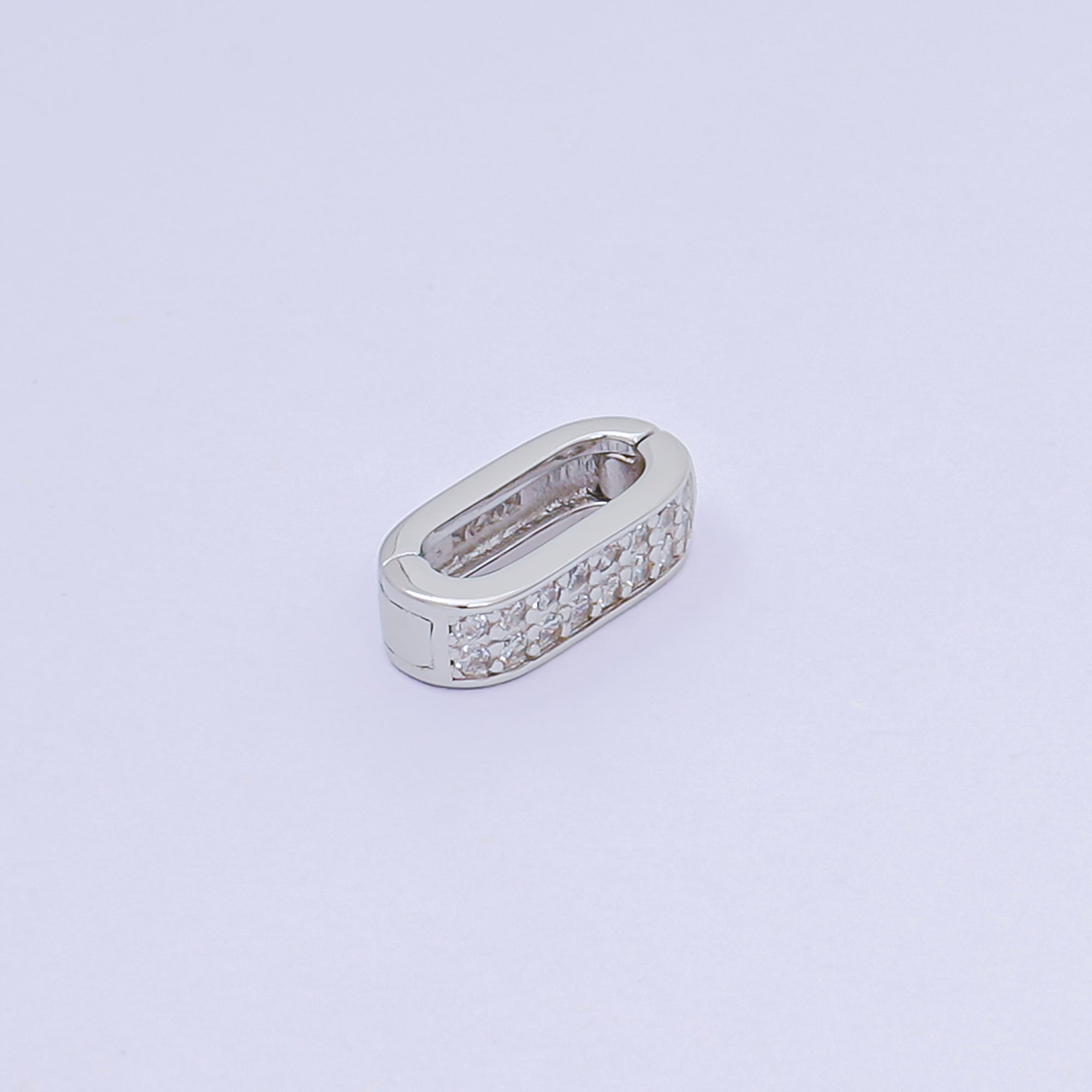 S925 Sterling Silver Micro Paved CZ Snap Clasp Closure Finding Supply | SL-673