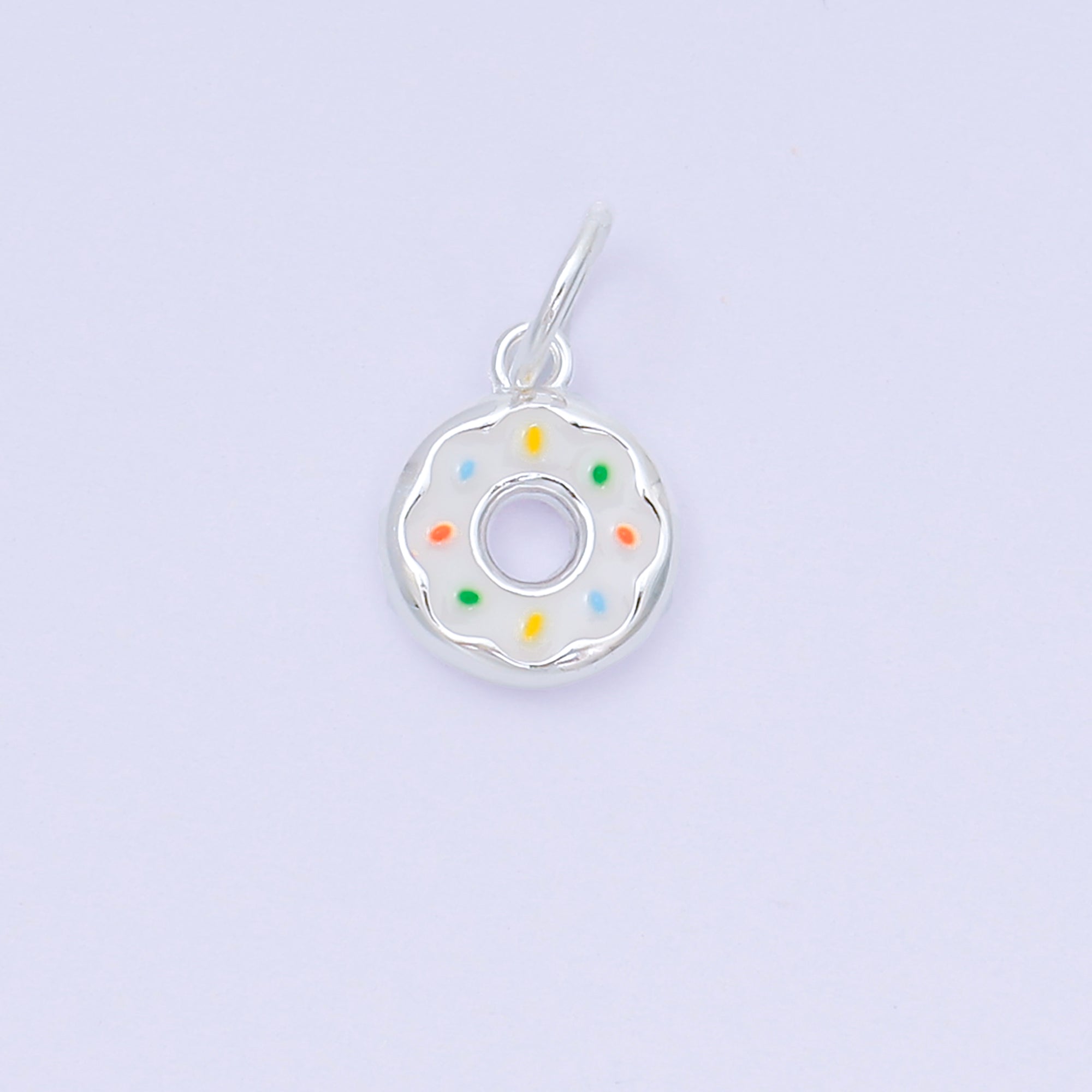 S925 Sterling Silver 10.5mm Enamel Art Tasty Sweet Donut Charm | SL-680