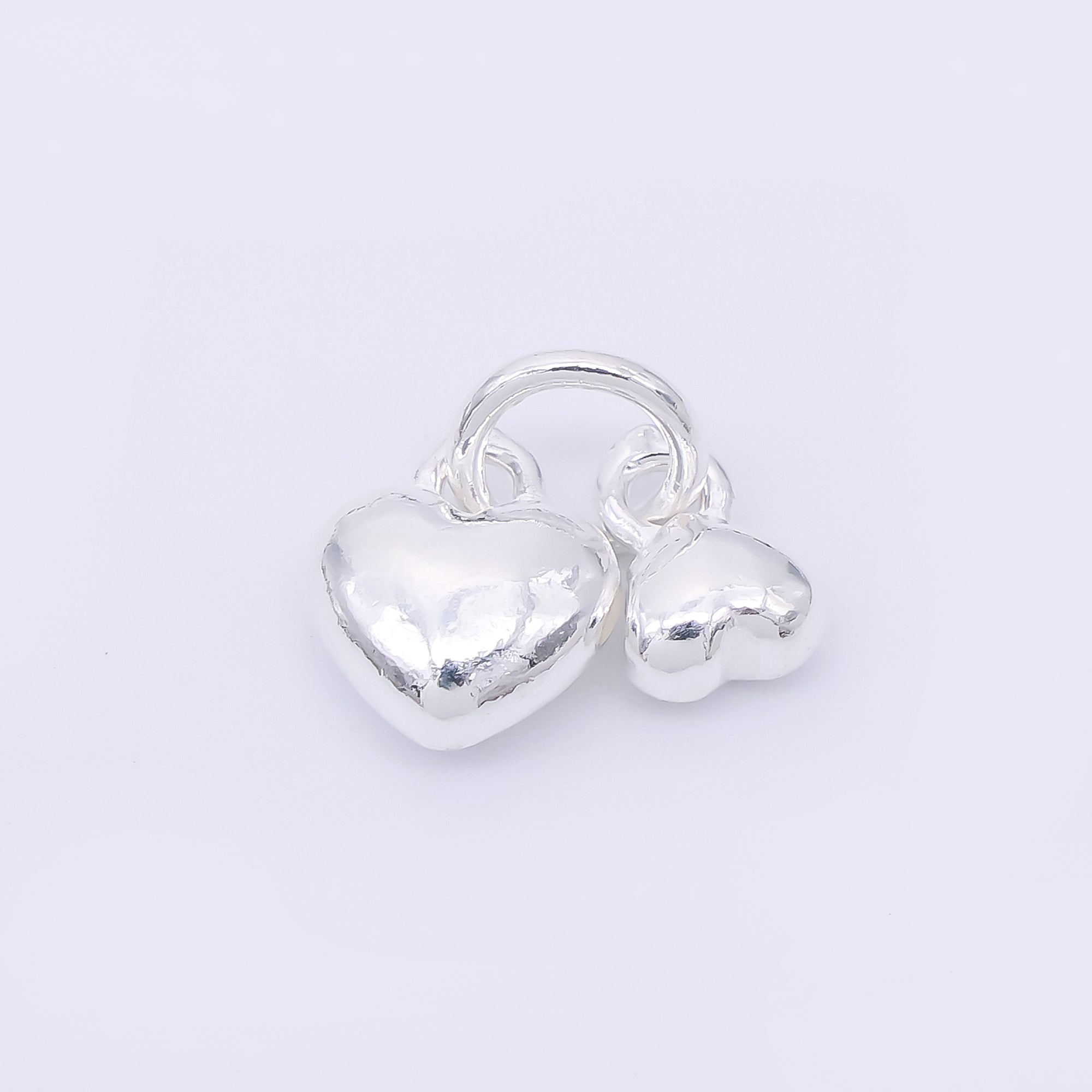 S925 Sterling Silver 8mm Twin Cherry Heart Charm | SL688