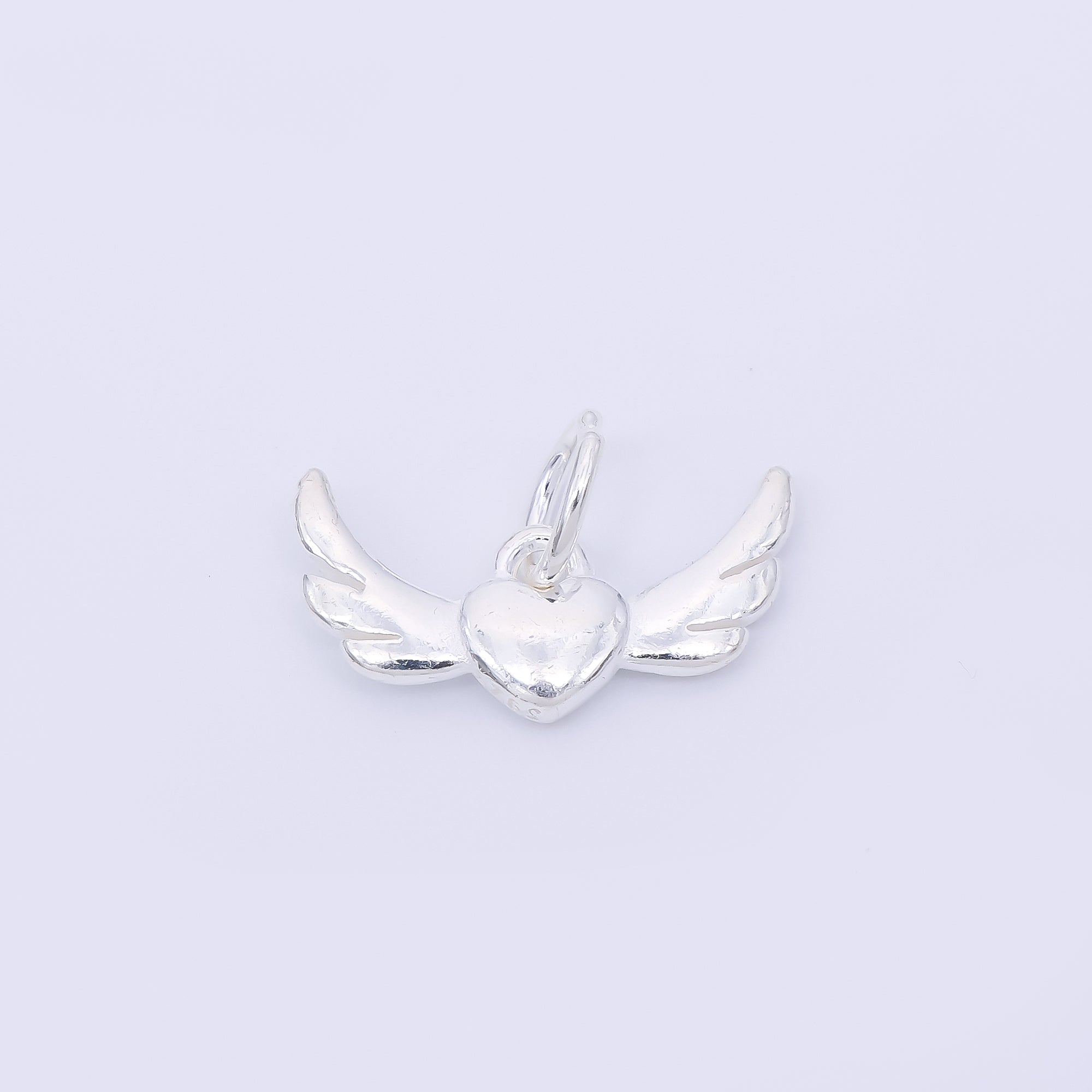S925 Sterling Silver 8mm Winged Heart Charm | SL689