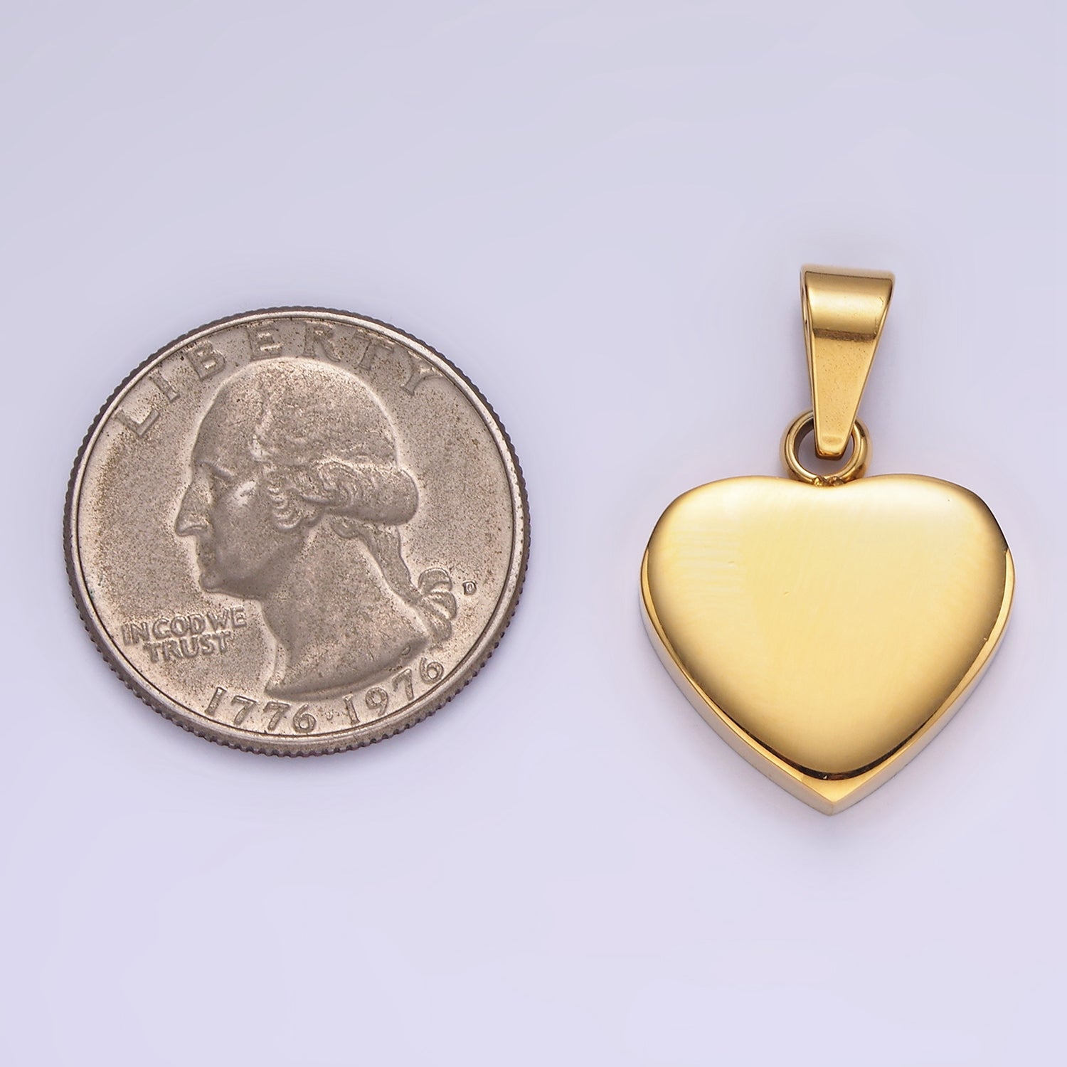 Gold Stainless Steel Heart Pendant Silver Blank Heart Charm P-1197 - DLUXCA