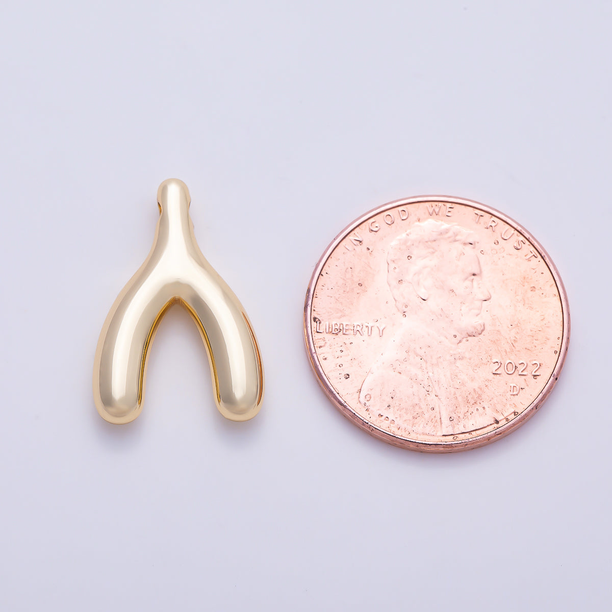 PVD Stainless Steel 18mm Minimalist Lucky Wishbone Pendant in Gold & Silver | Charms-01582 Charms-01583