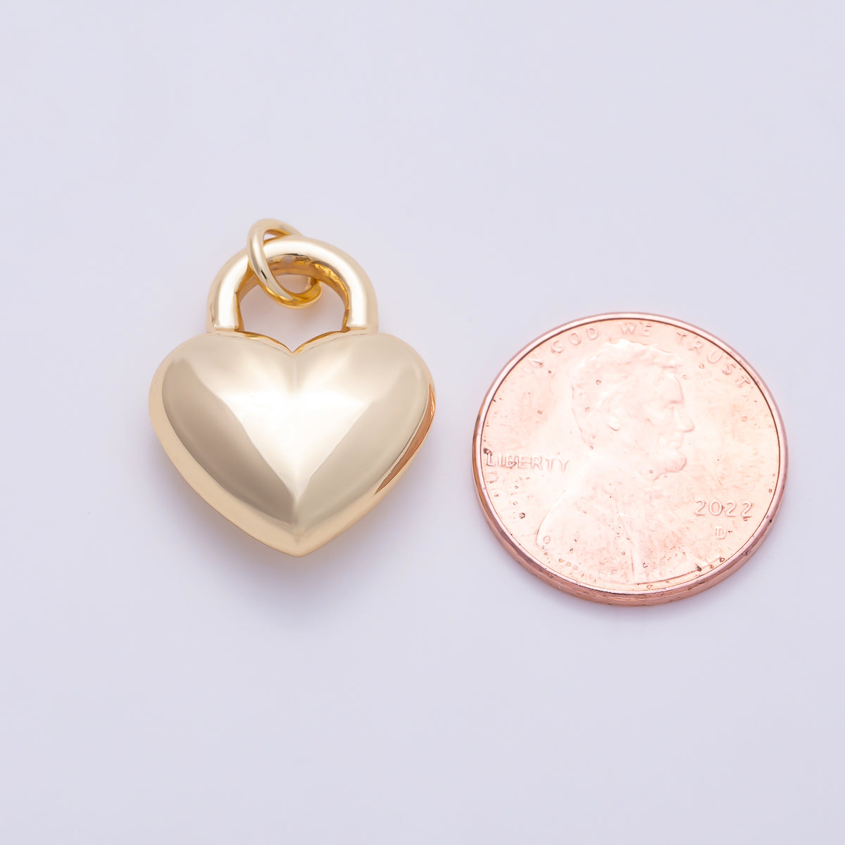 Stainless Steel PVD Gold 22mm Chubby Heart Padlock Charm in Gold & Silver | Charms-01576 Charms-01577