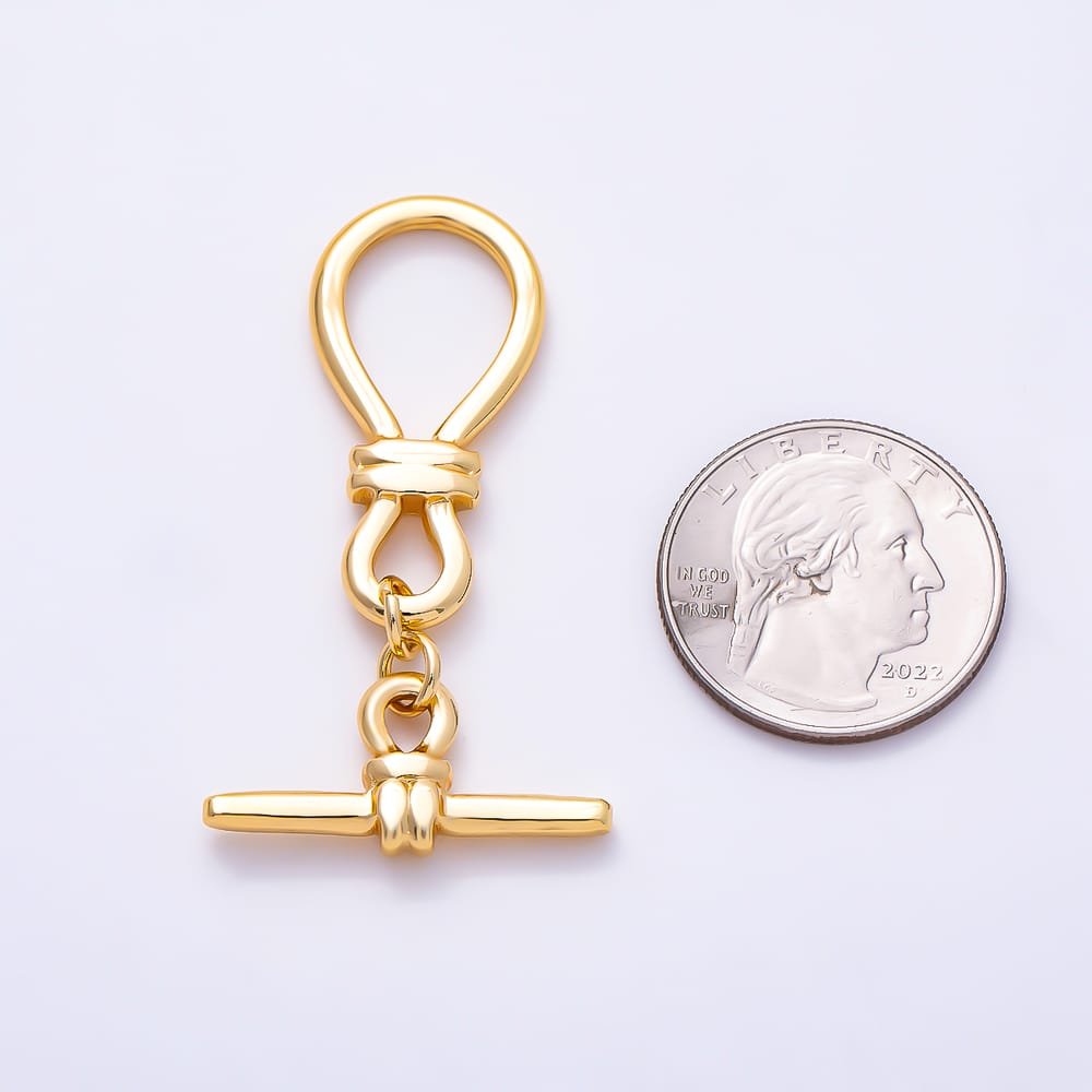 16K Gold Filled 33mm Nautical Knot & Shackle OT Toggle Clasp Set | Findings-00587 - Findings-00588