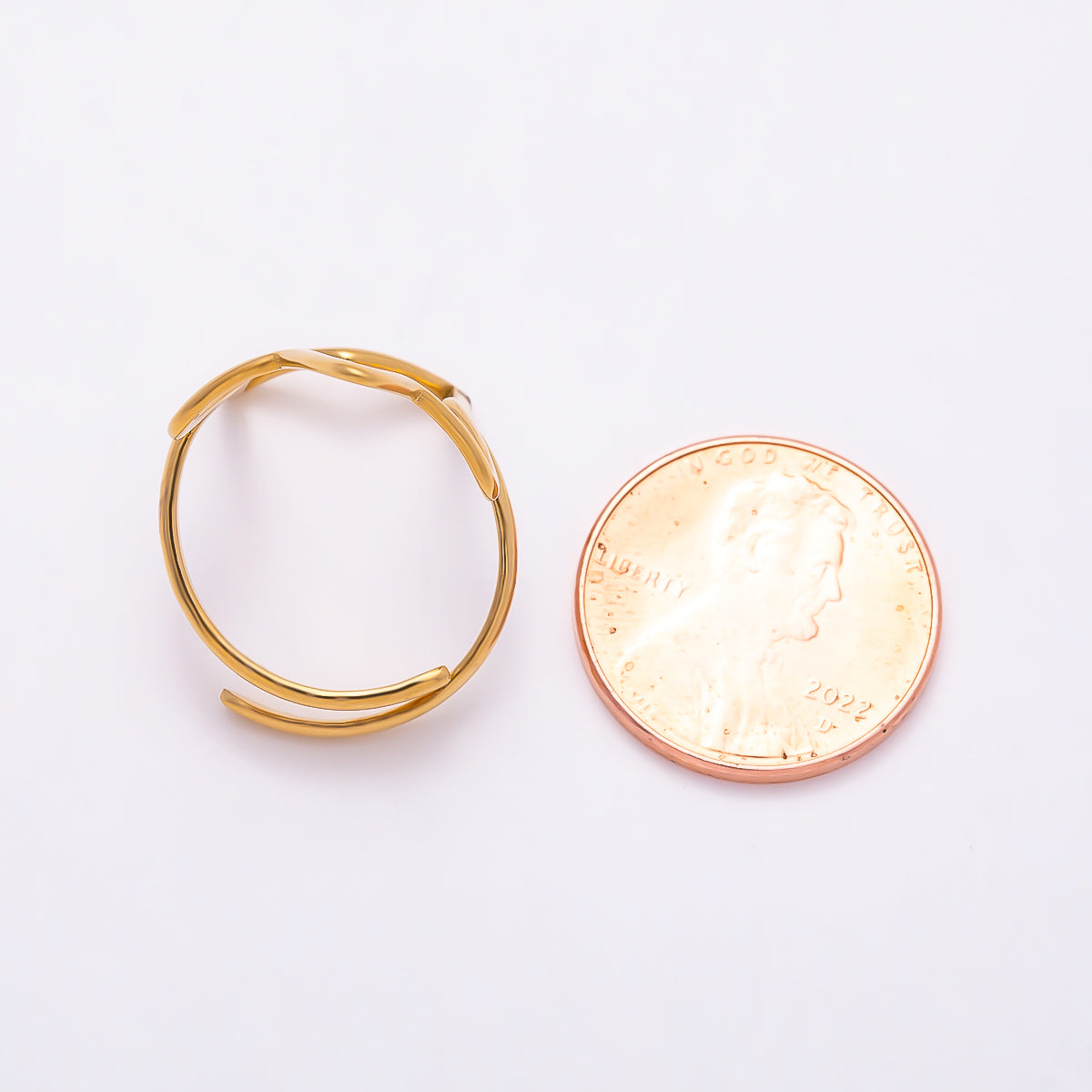 PVD Gold Stainless Steel Celestial Star Minimalist Open Bezel Ring | Rings-00327