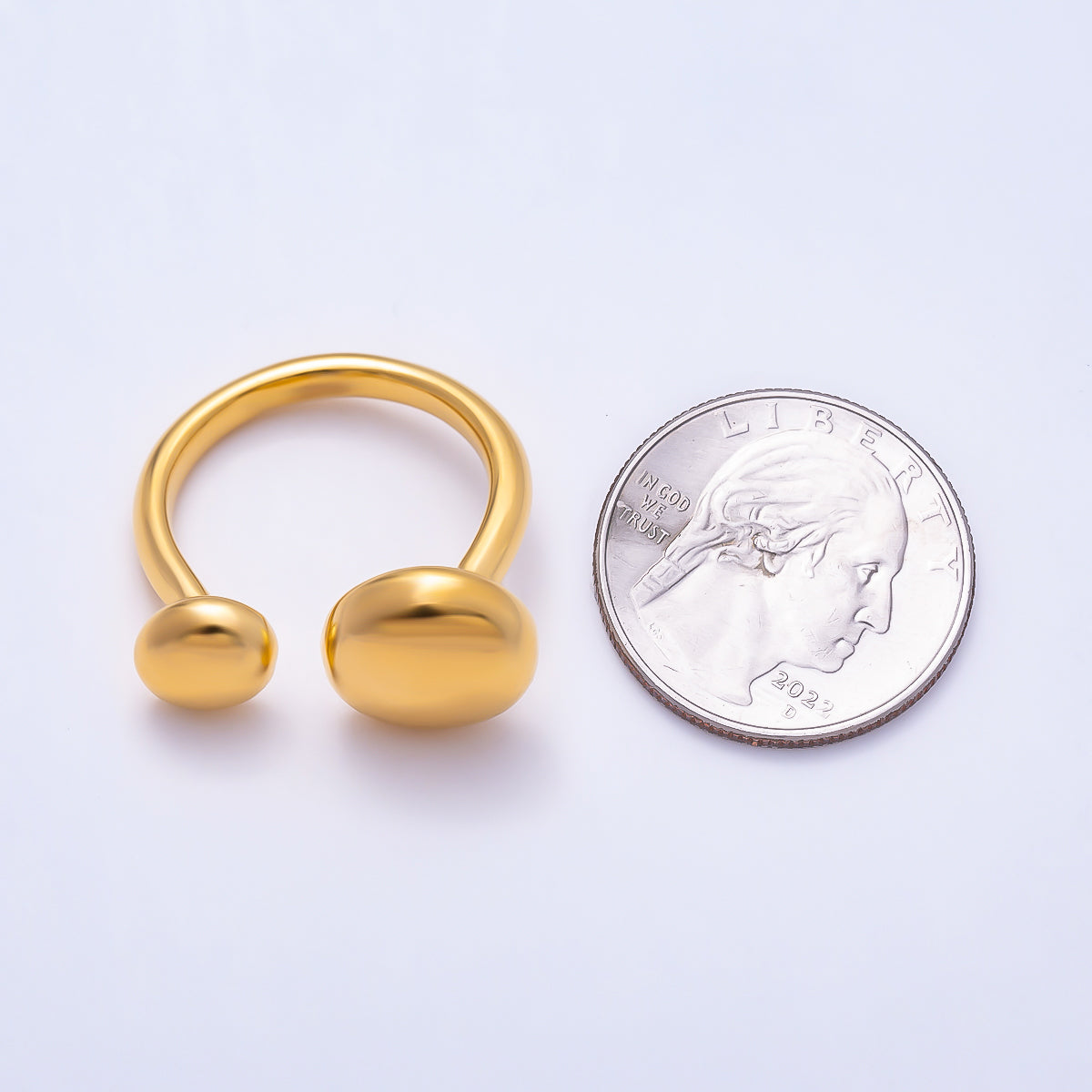 PVD Gold Stainless Steel Double Molten Round Minimalist Wrap Ring | Rings-00312