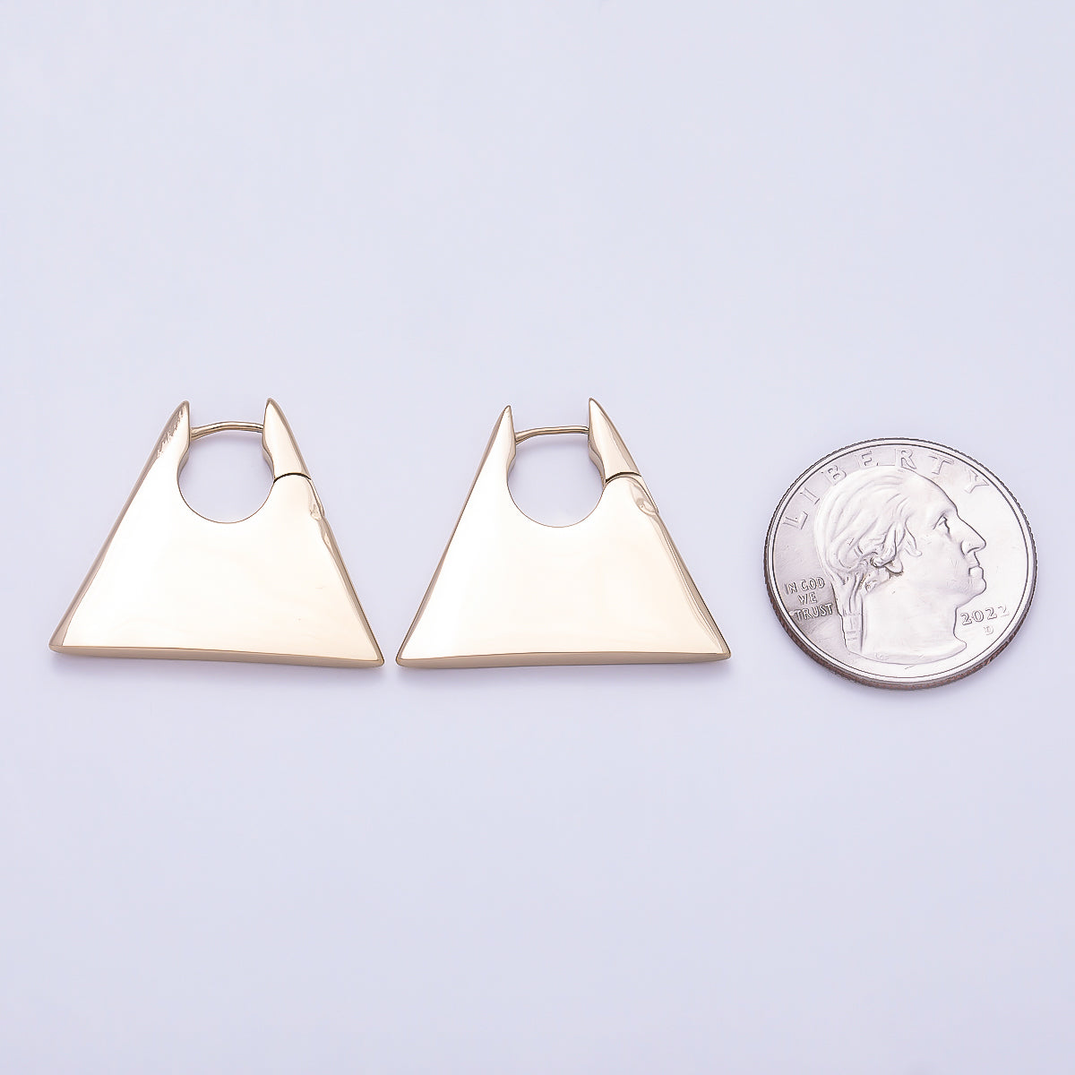 Stainless Steel 30mm Thin Minimalist Geometric Triangle Hoop | Earrings-00742