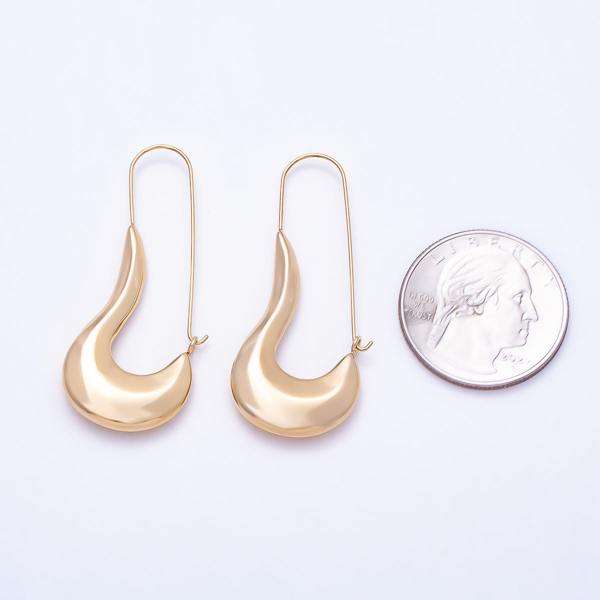 Stainless Steel PVD Gold 19mm Curved Minimalist Geometric Hoop | Earrings-00753
