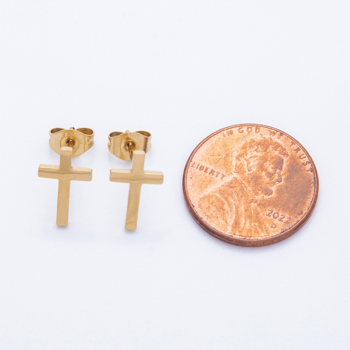 Stainless Steel 12mm Minimalist Religious Cross Stud | Earrings-00198