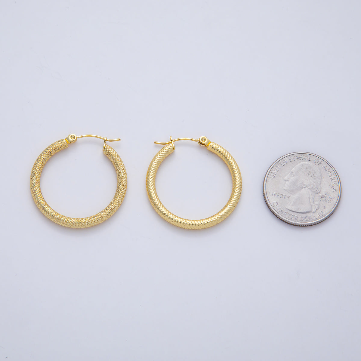 18K Gold Filled 30mm Snake Textured Latch Hoop Earrings | AD1649